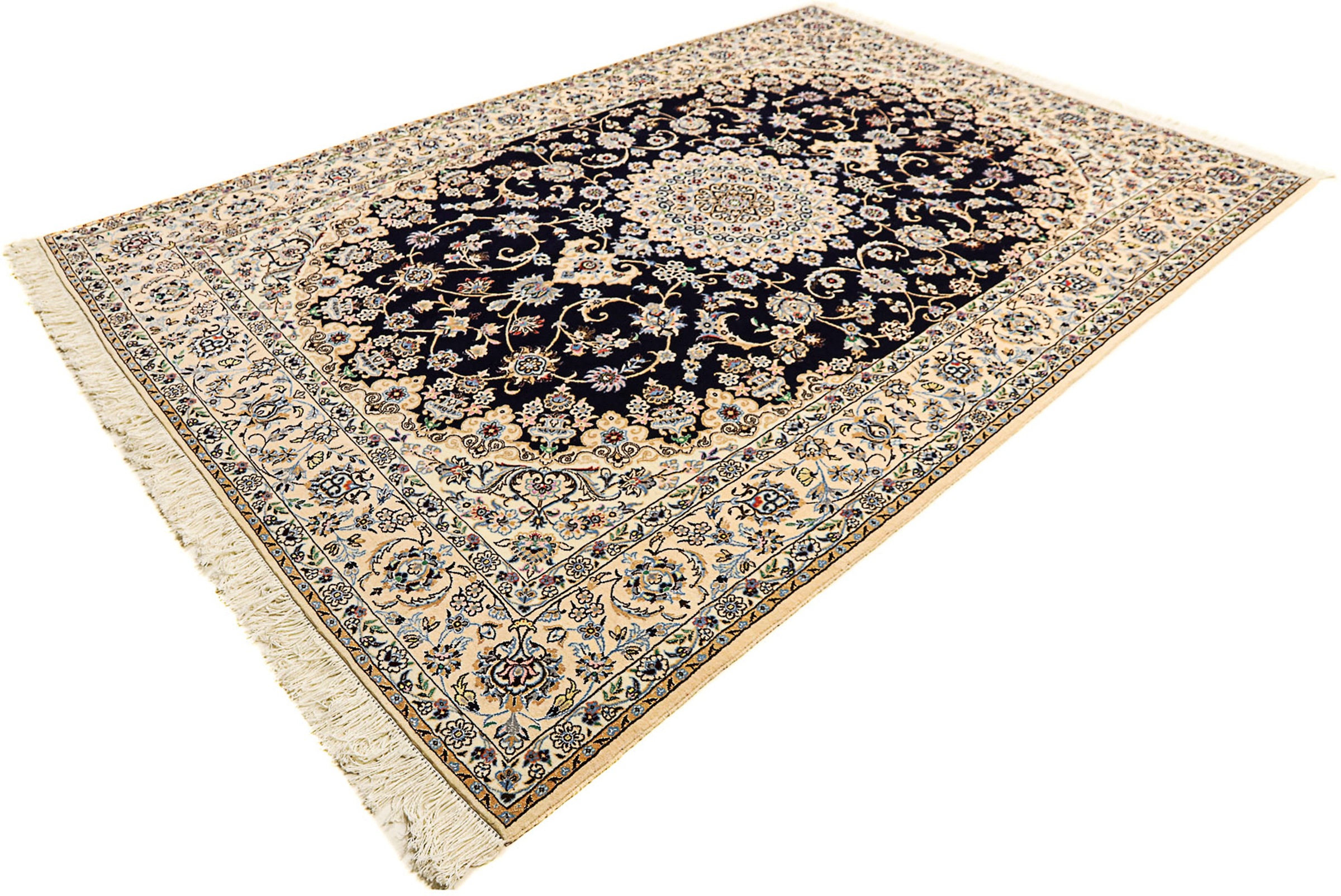 Image of morgenland Orientteppich »Perser - Nain - Royal - 296 x 203 cm - dunkelblau«, rechteckig, 10 mm Höhe, Wohnzimmer, Handgeknüpft, Einzelstück mit Zertifikat bei Ackermann Versand Schweiz