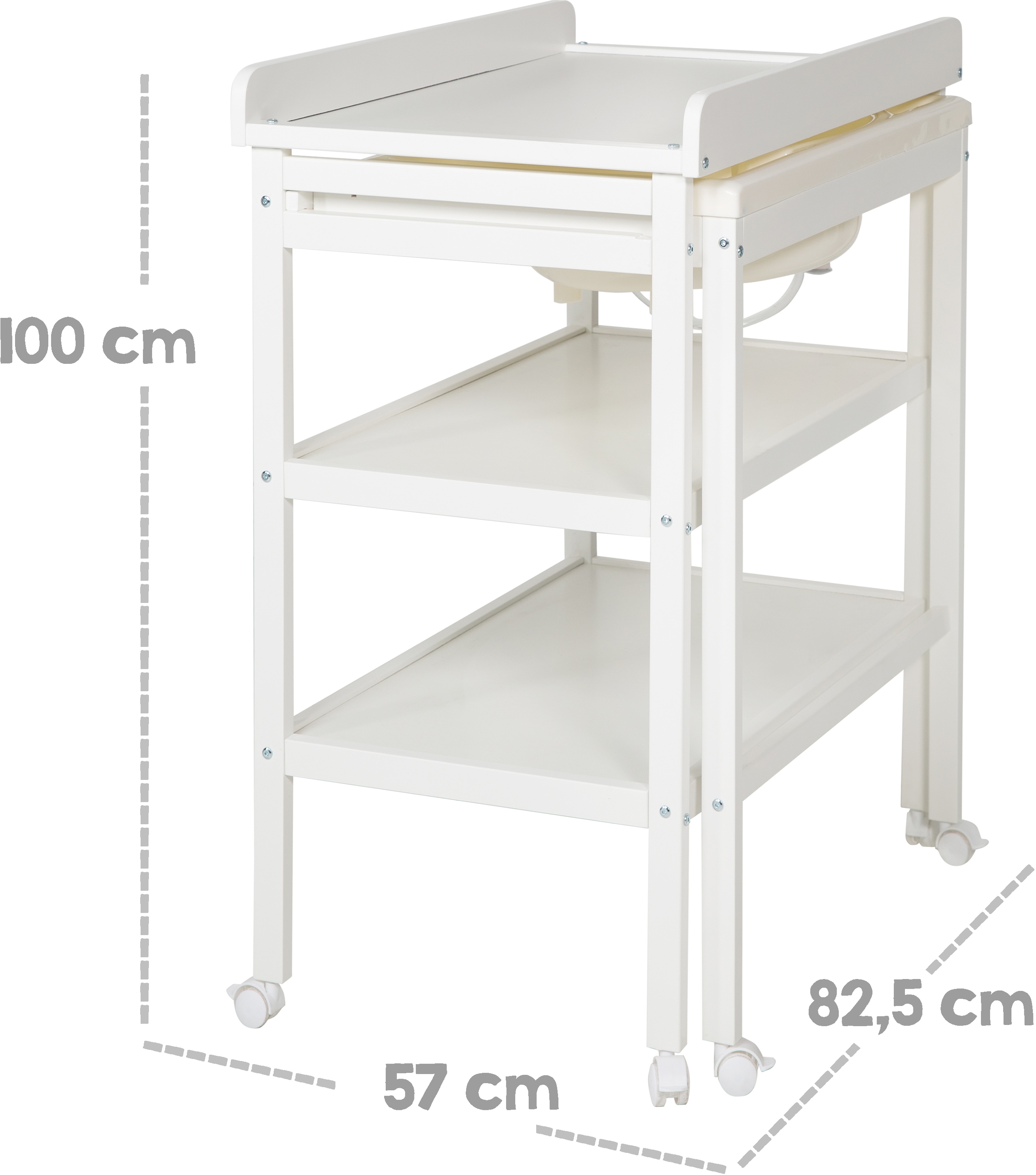 roba® Bade- und Wickelregal »Style, Baby Pool, weiss«, bis 11 kg, inkl. herausziehbarer Badewanne und Wickelauflage silbergrau, 58 cm