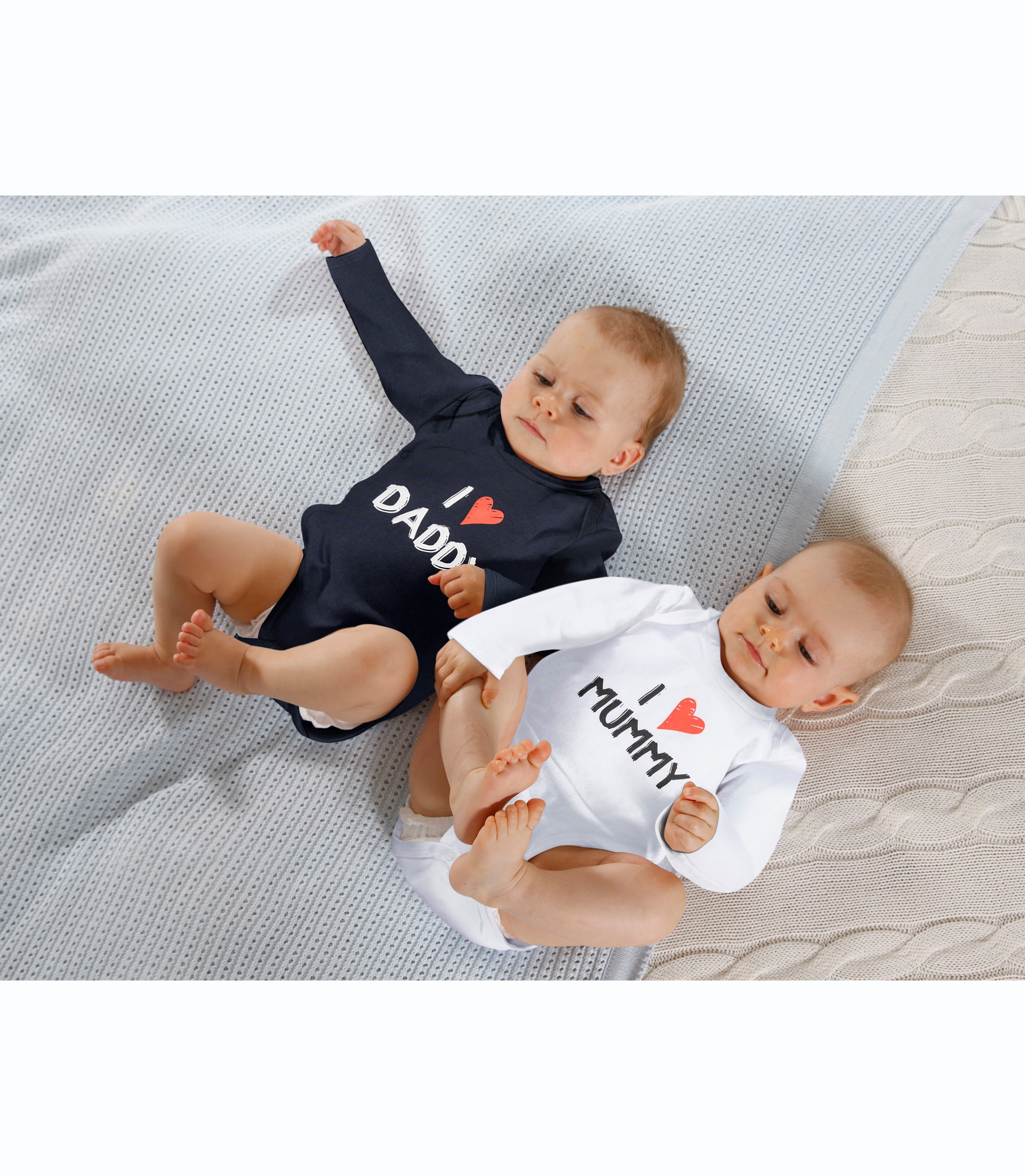 KIDSWORLD Langarmbody »2er Pack Baby-Body Sprüche, Mummy&Daddy«, aus Bio-Baumwolle