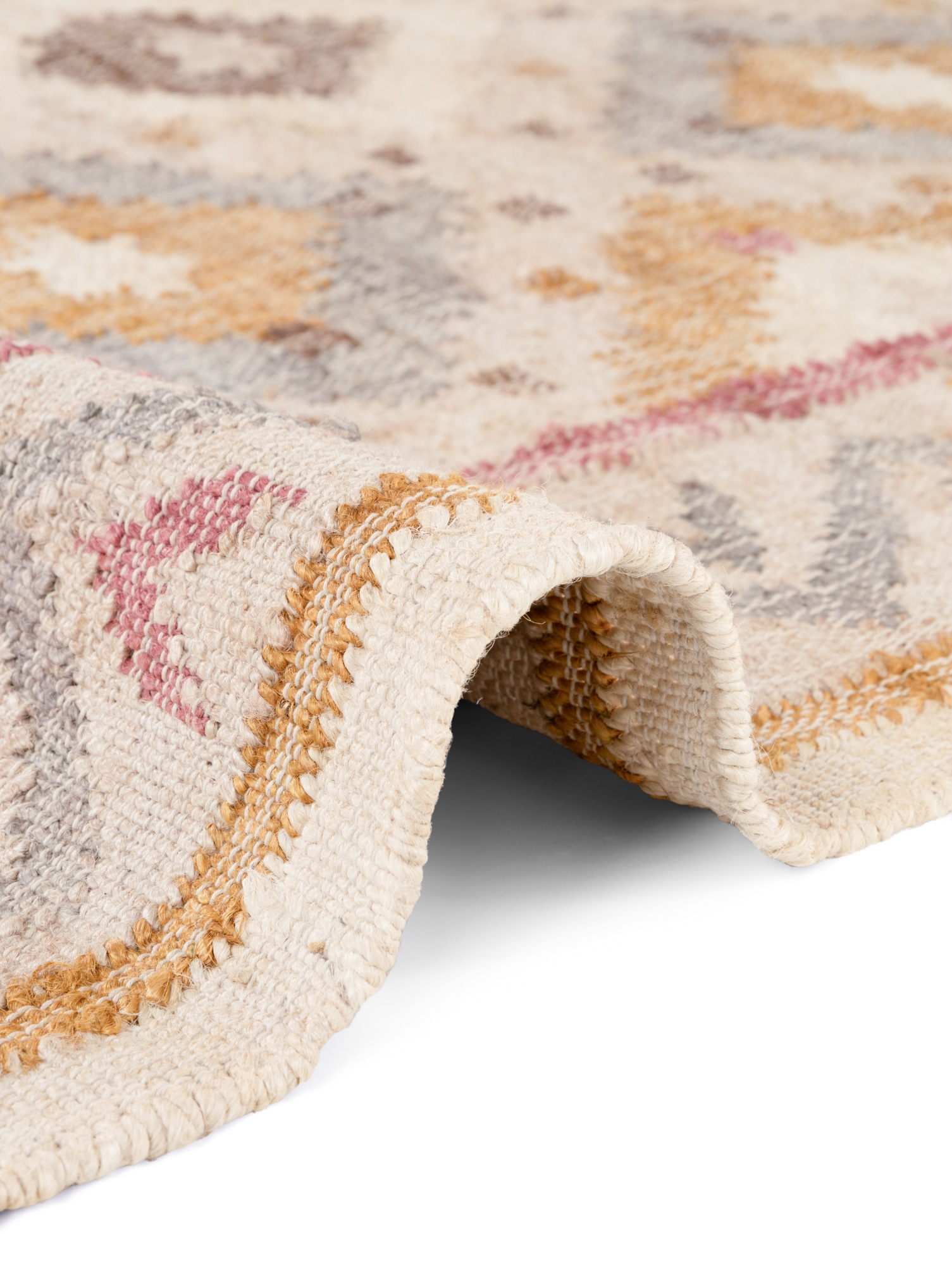ELLE DECORATION Teppich »Kelim Imani« rechteckig 3 mm Höhe Jute, Baumwolle, Natur, Handgewebt, Kelim, orientalisch, Boho
