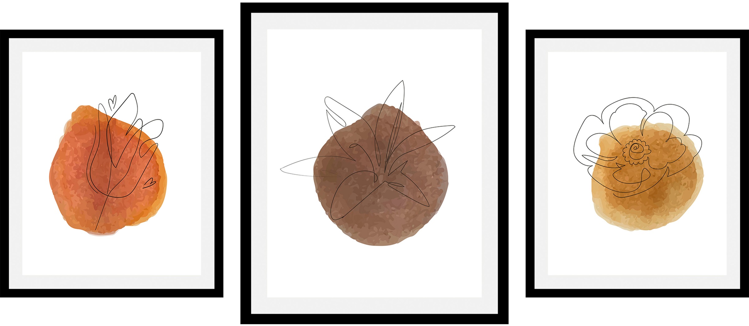 Image of queence Bild "Set Hazel" Abstrakt Blumen Figuren 1 Stk. tlg. gerahmt