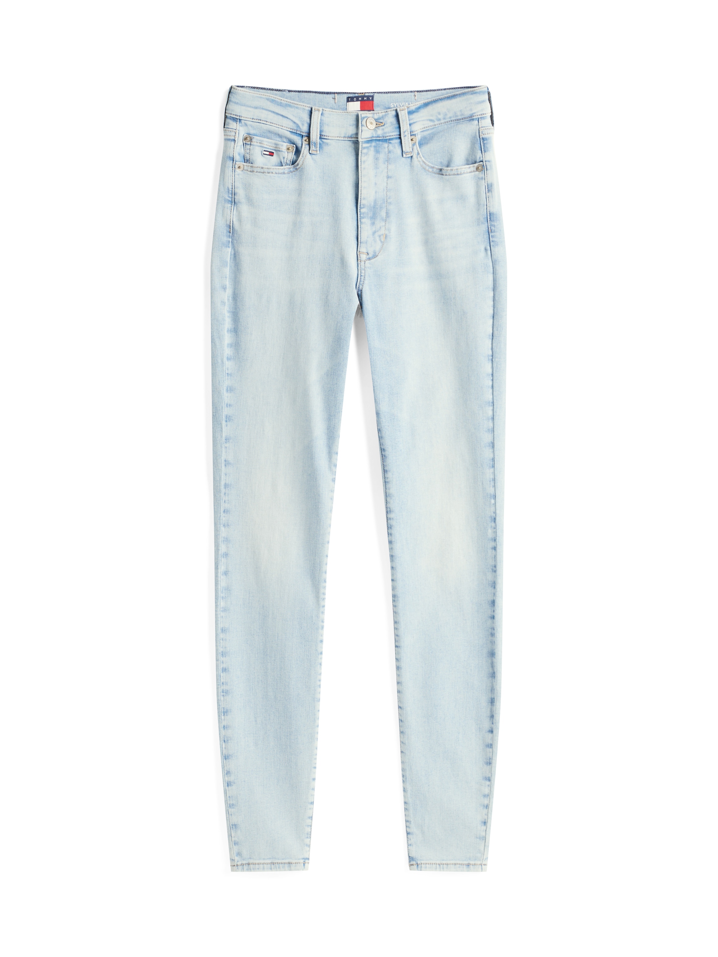 Tommy Jeans Bootcut-Jeans »SYLVIA HGH FLR«, Weite Beinform und Logo Stickerei auf der Gesässtasche