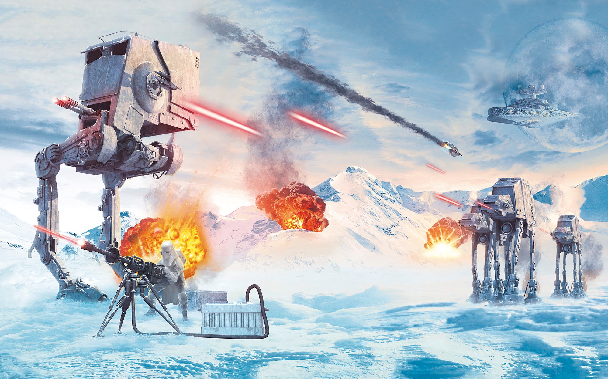 Komar Fototapete »Digitaldruck Vlies - Star Wars Hoth Showdown - Grösse 400 x 250 cm«, bedruckt, Kinderzimmer