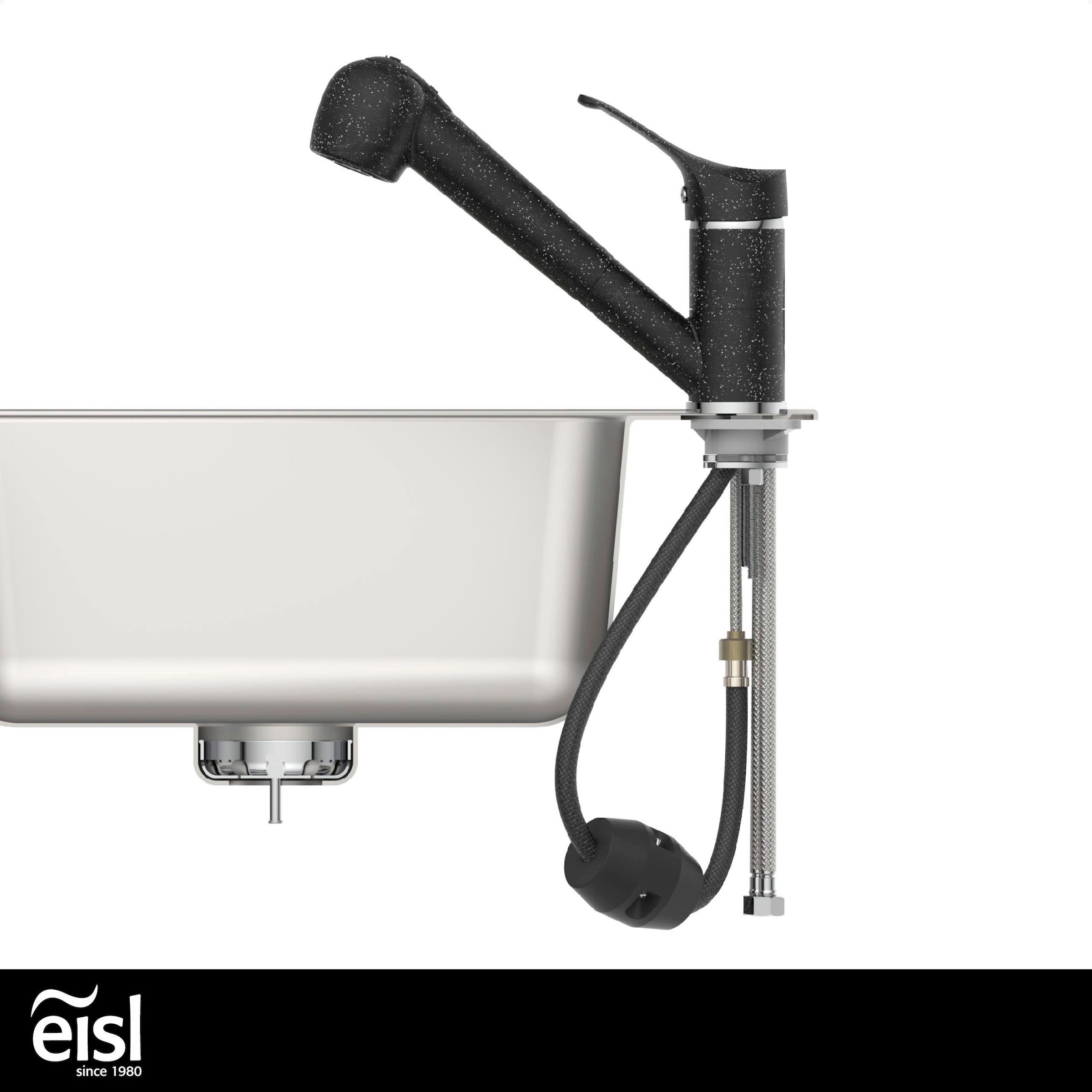 Eisl Robinet d'évier »GRANIT« douchette de vaisselle extractible, réglable en 2 positions, bec pivotant à 360°