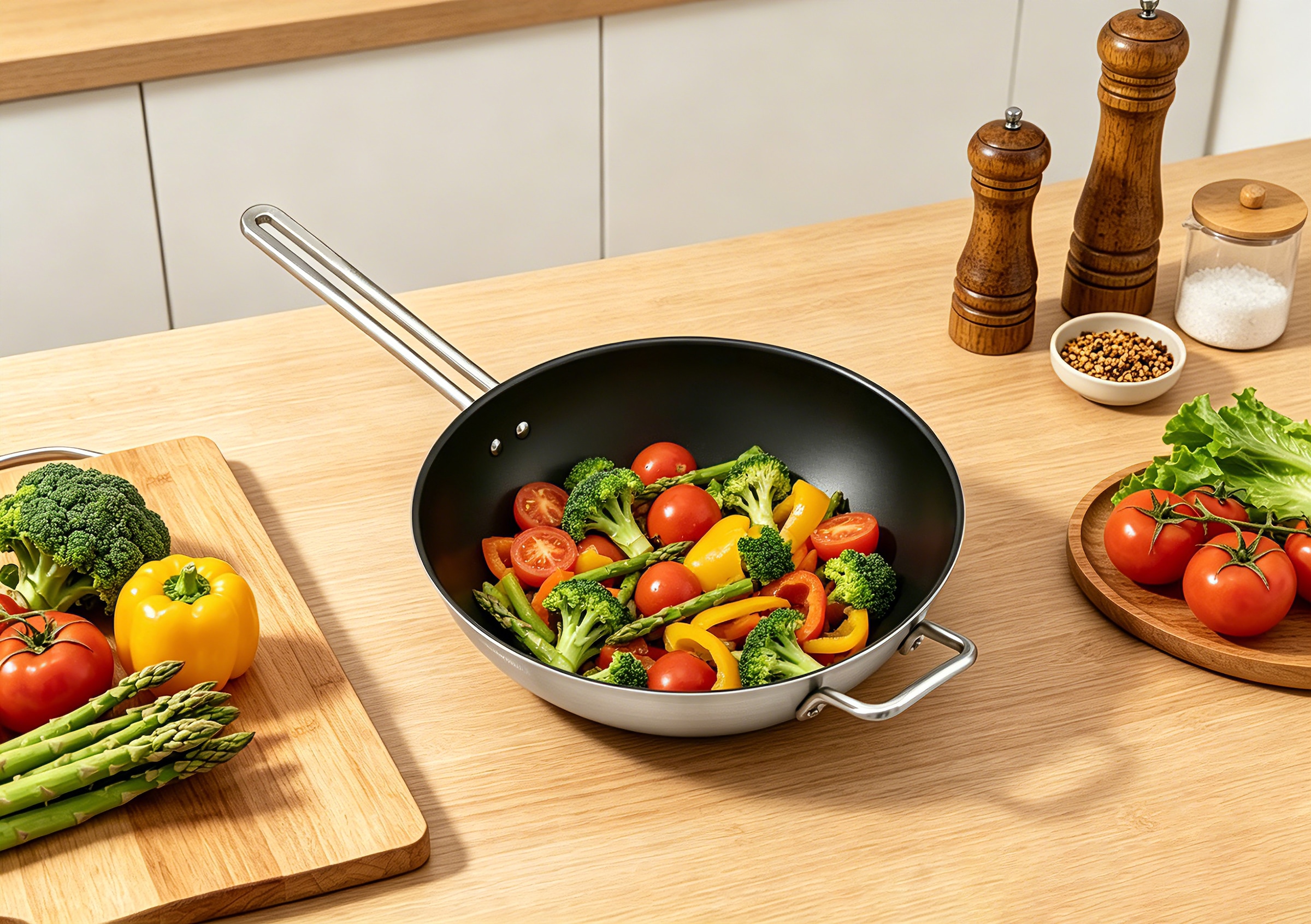 Hanseatic Wok »DAILY, Ø ca. 32 cm, mit Antihaftbeschichtung« Edelstahl 18/10 1 tlg. für alle Herdarten, Induktion