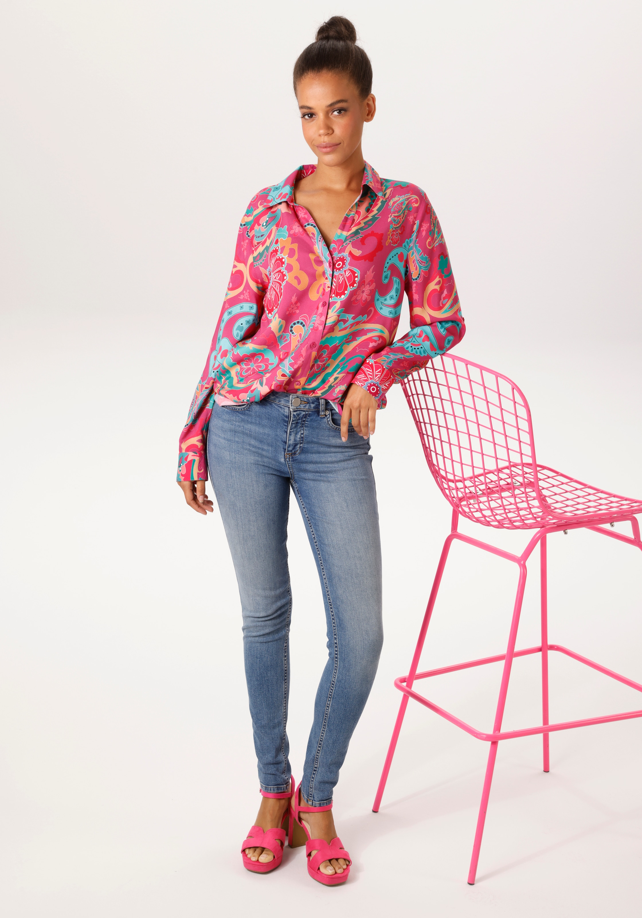 Aniston CASUAL Hemdbluse mit farbenfrohem, grafischen Druck - NEUE KOLLEKTION