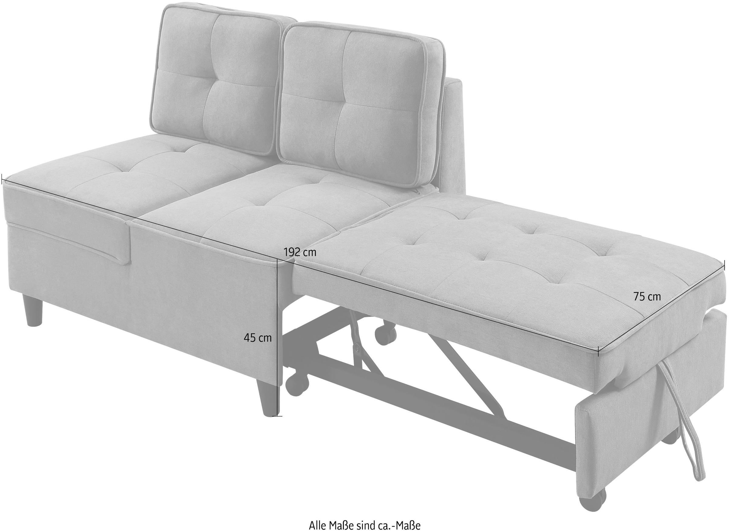 ATLANTIC home collection Schlafsofa »Freddy«, wandelbar zum Loungesessel, Relaxliege und Gästebett, inkl. Kissen