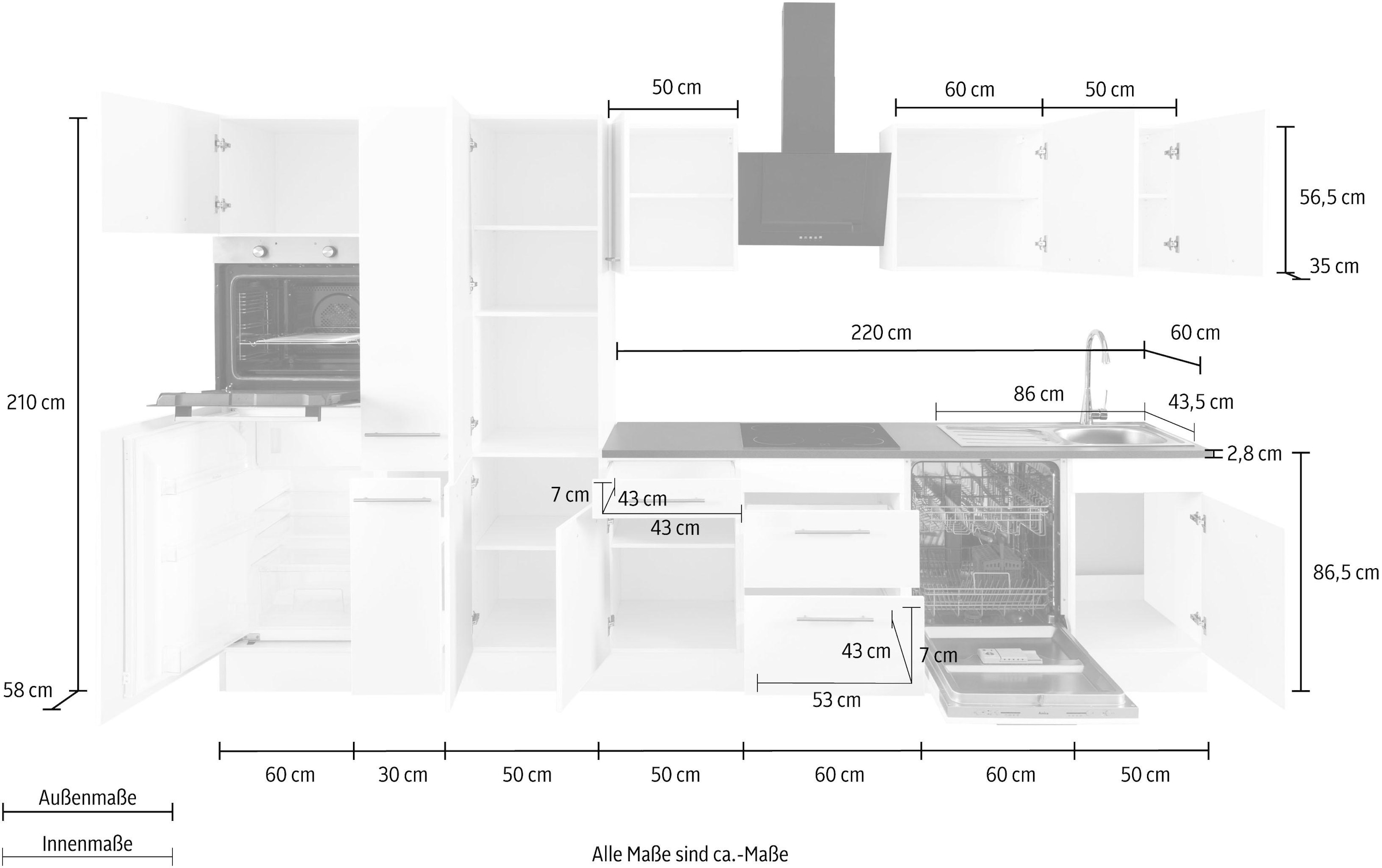 wiho Küchen Küchenzeile »Ela«, Breite 360 cm, Soft-Close-Funktion, höhenverstellbare Füsse