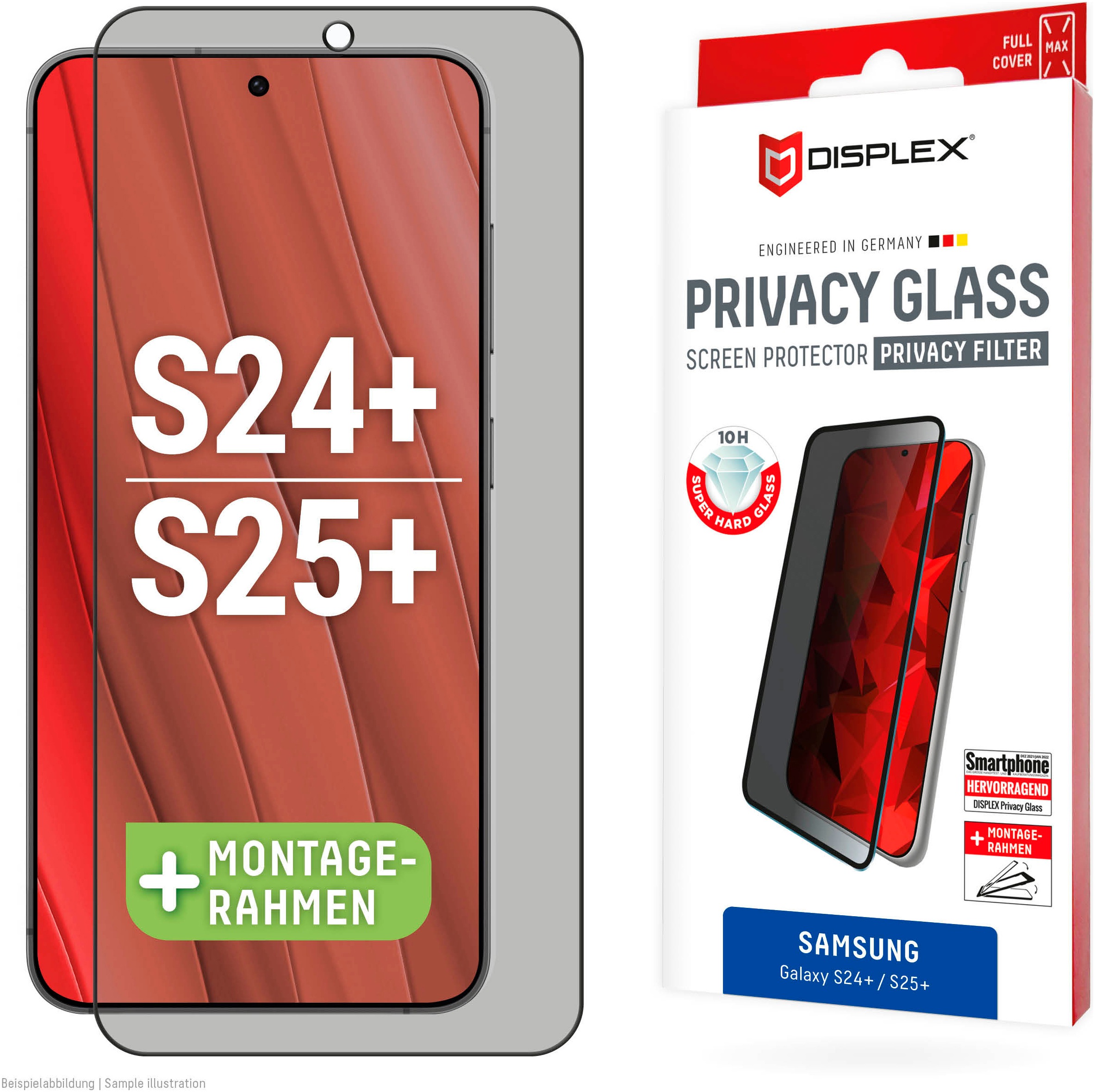 Image of Displex Displayschutzglas "Privacy Glass" für Samsung Galaxy S24+;Samsung Galaxy S25+ Blickschutz Displayschutzfolie Displayschutz kratzer-resistent 10H