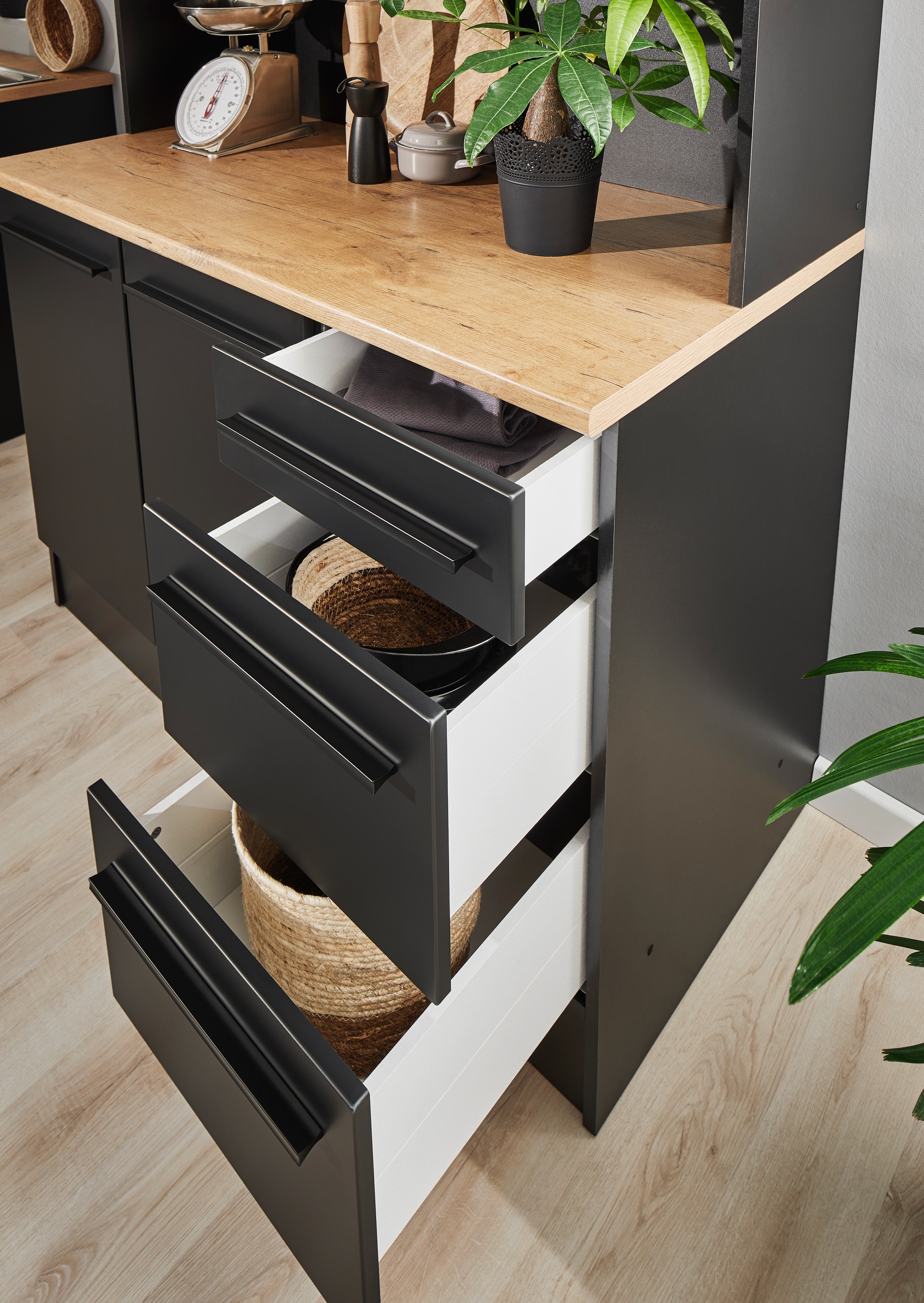 BASIC by Balculina Buffet »Jazz« 1 cuis tlg. Largeur 120cm, portes, tiroirs, compartiment ouvert