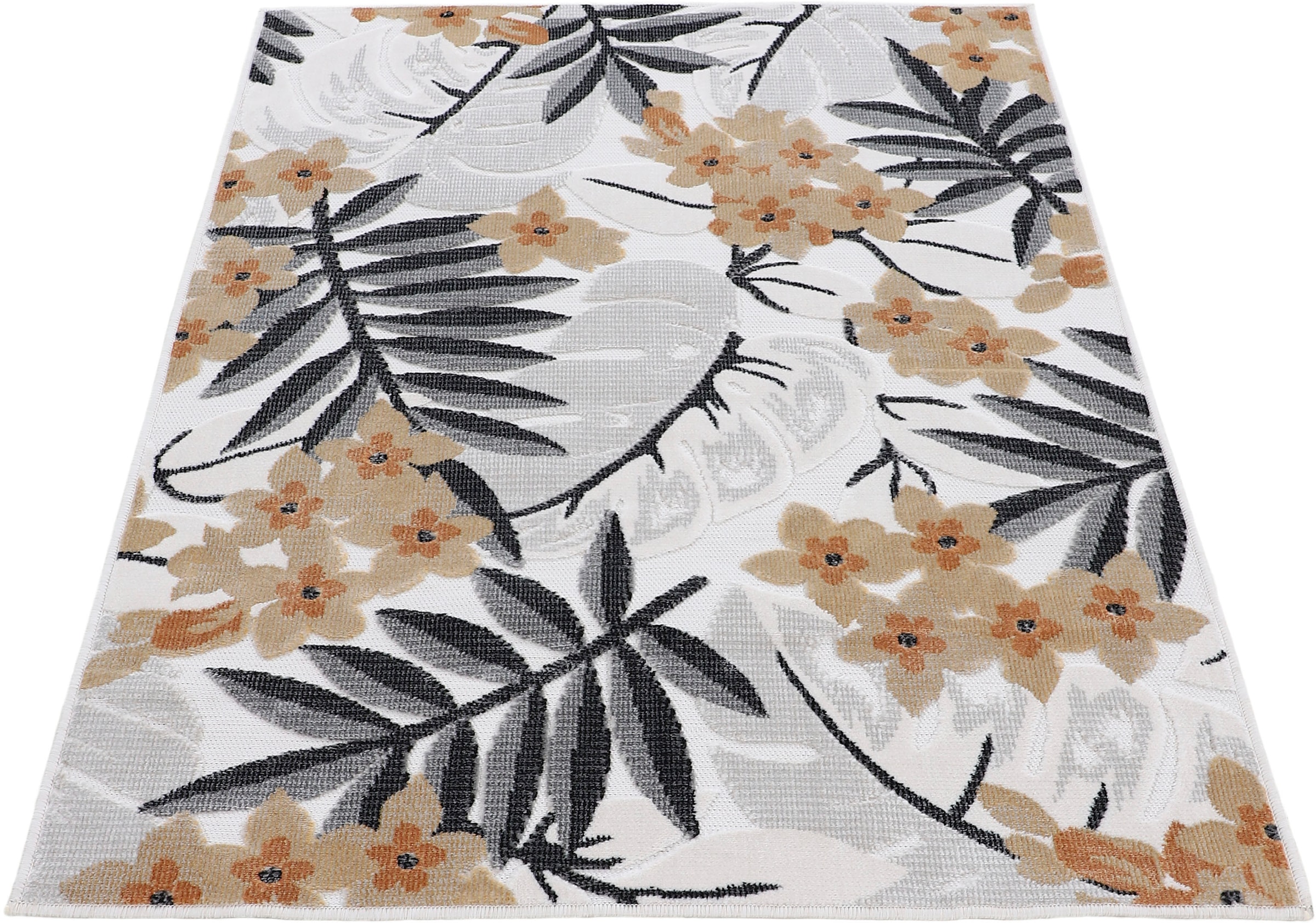 Effekt rechteckig, Motiv- Hoch-Tief »Deja 102«, Flachgewebe, robustes carpetfine Teppich Palmenblätter, Floral kaufen