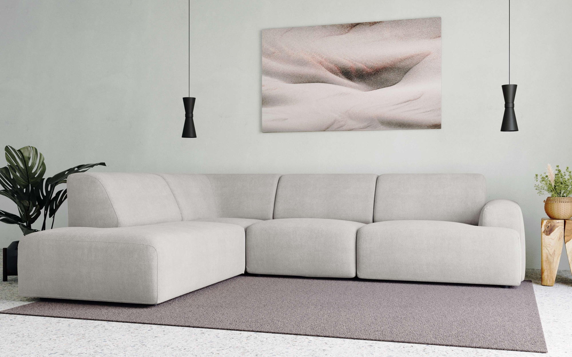 GOODproduct Canapé d'angle »Linkka, Breite 282 cm« forme en L, en tissu chenille doux, avec suspension ondulée