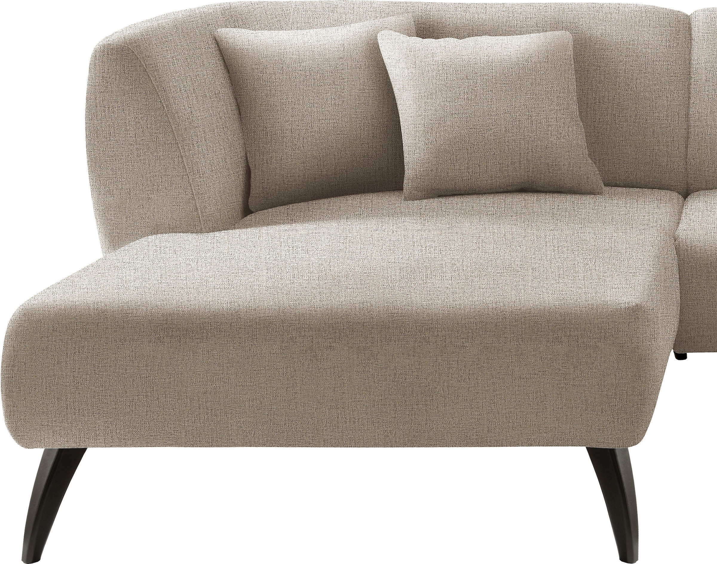 INOSIGN Ecksofa »Colori L-Form«, Holzfussfarbe wählbar, inkl. 4x Zierkissen