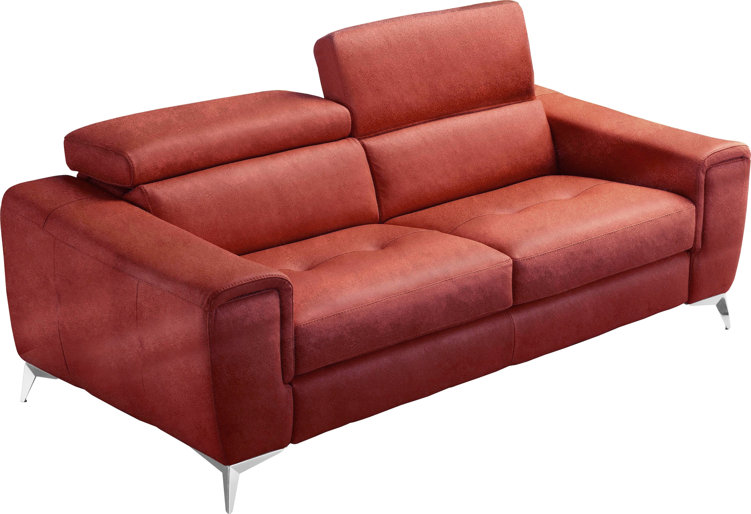 Image of Egoitaliano 2,5-Sitzer "Francine, Designsofa, Loungesofa, Breite 213 cm, Fussfarbe chrom" Designfuss, Luxus-Microfaser Lederoptik, marsala