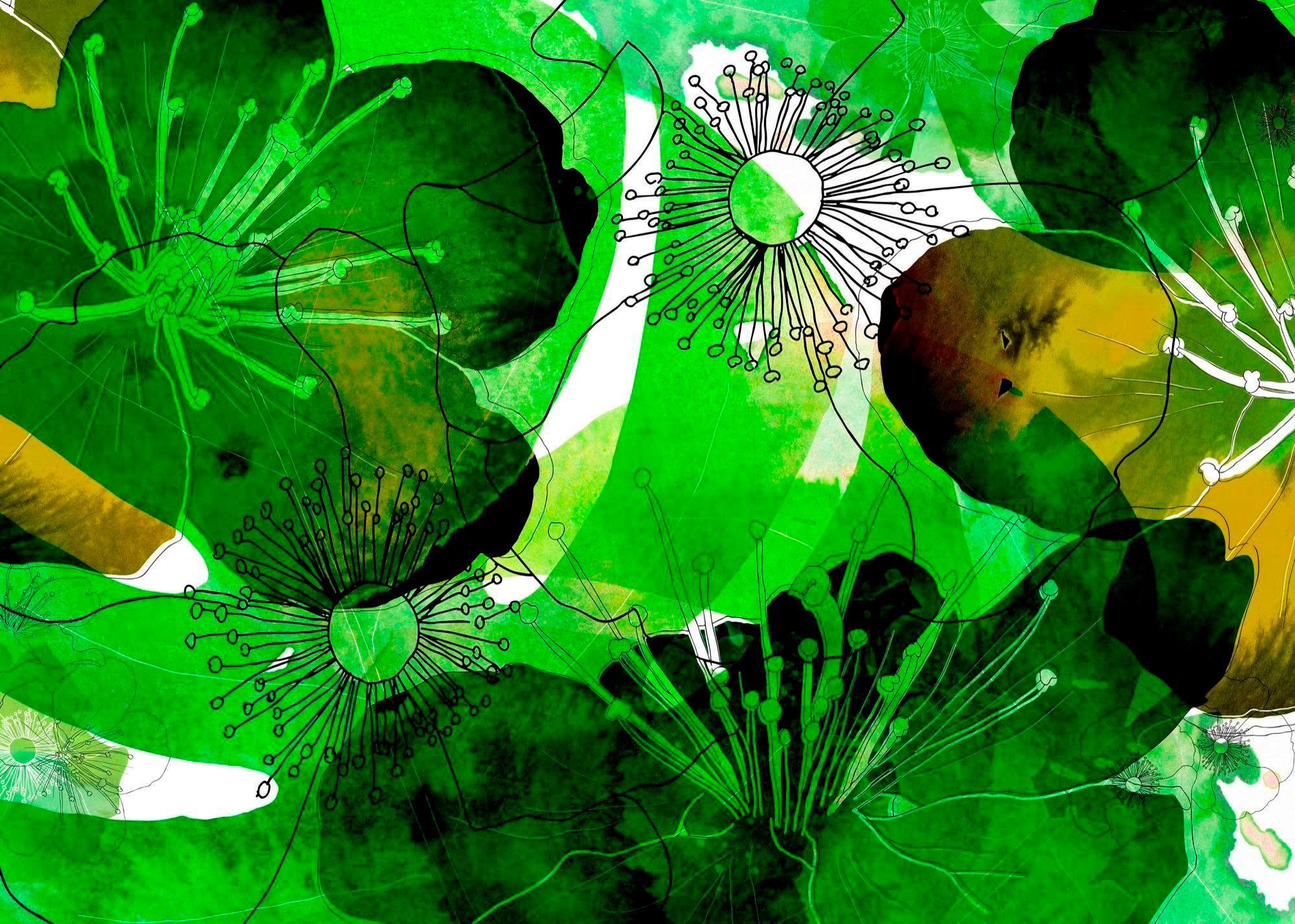 Image of Komar Vliestapete "Digitaldruck Vlies - Aquarell - Grösse 350 x 250 cm" bedruckt glatt Wohnzimmer, Schlafzimmer