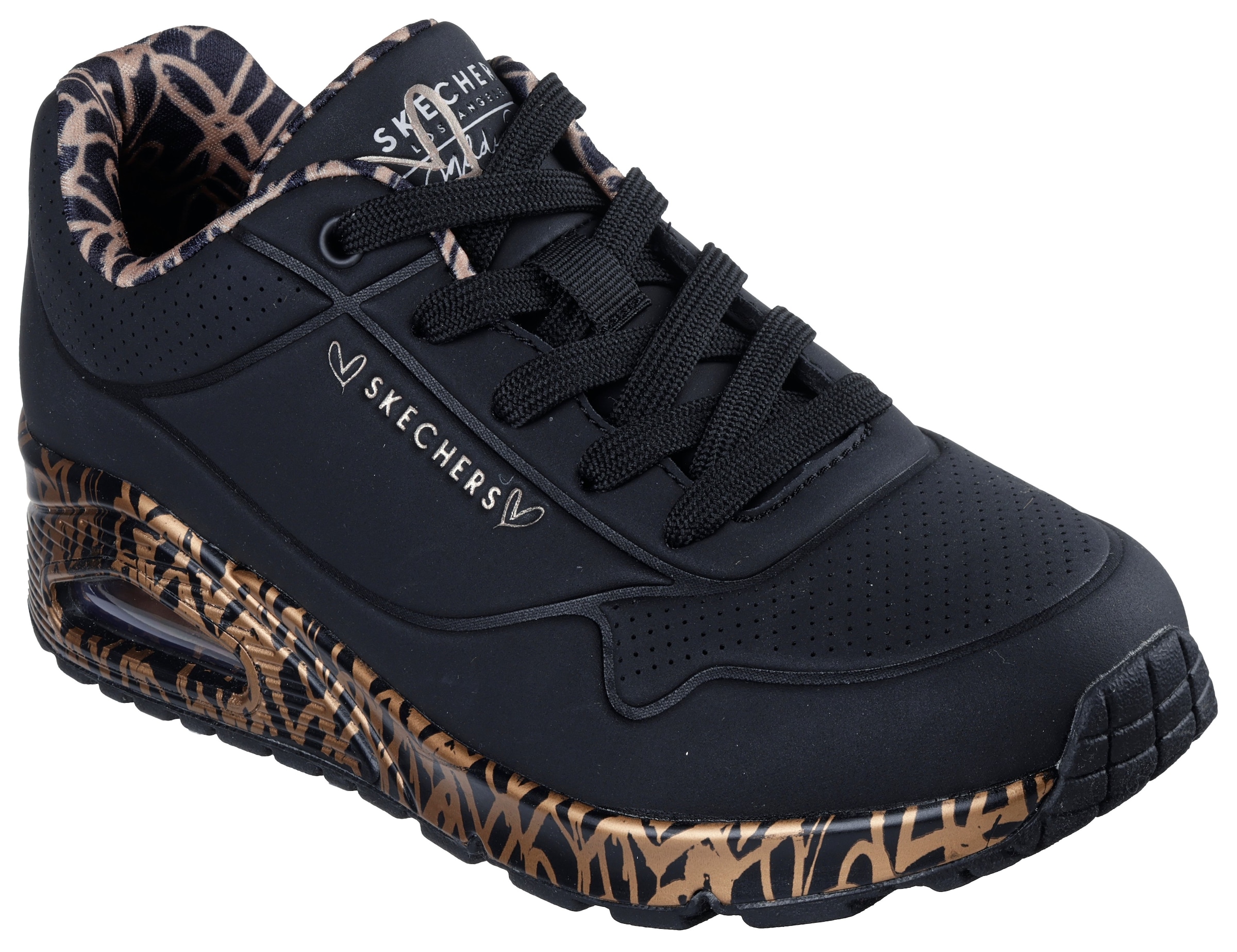 Skechers Wedgesneaker »UNO-LOVING LOVE«  Freizeitschuh, Halbschuh, Schnürschuh mit coolem Graffiti-Print