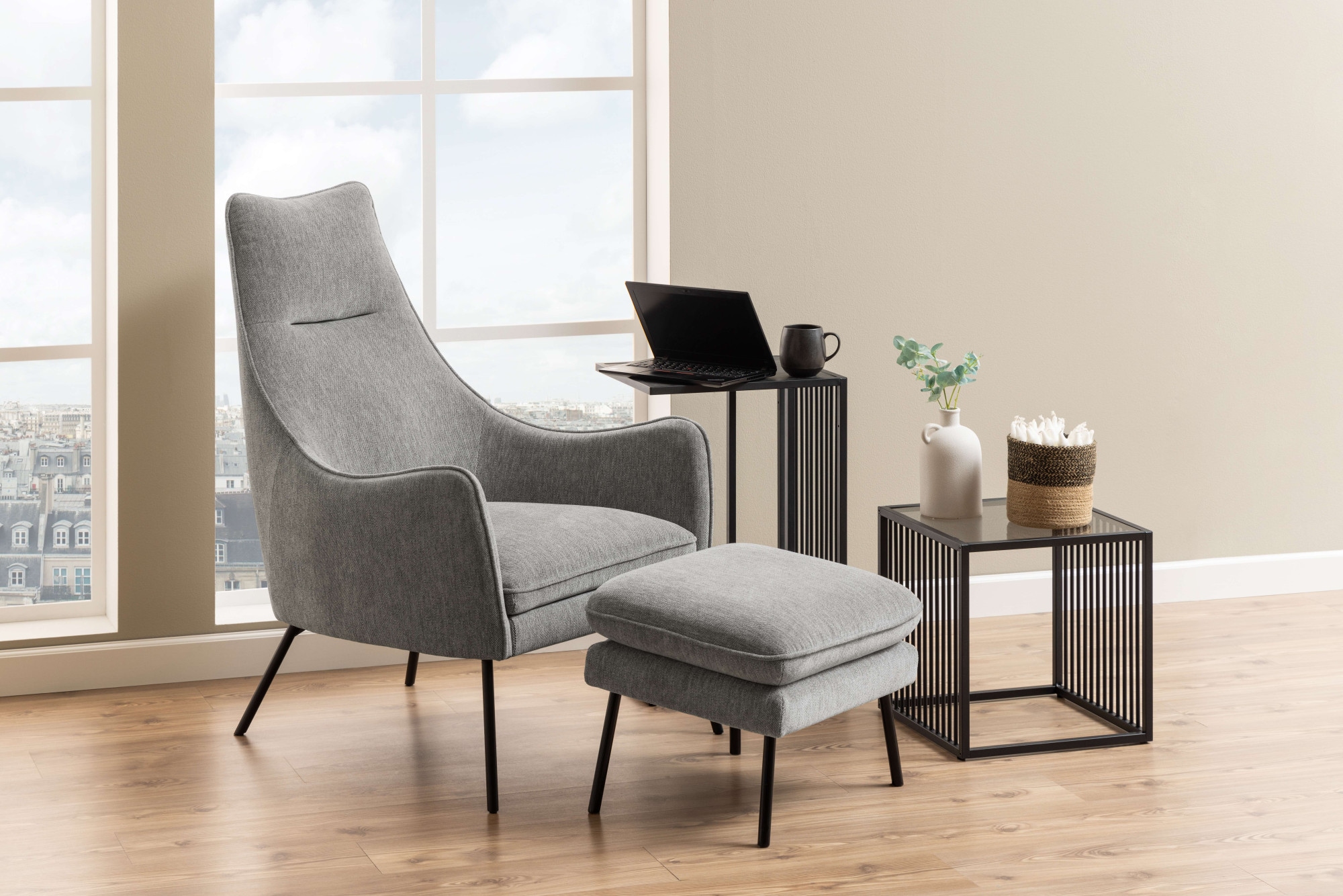 ACTONA GROUP Couchtisch »Strington Beistelltisch, Belastbarkeit bis 20 kg, verschiedene Grössen« Ecktisch, Metalllamellen, in verschiedene Tischplatten, pflegeleicht