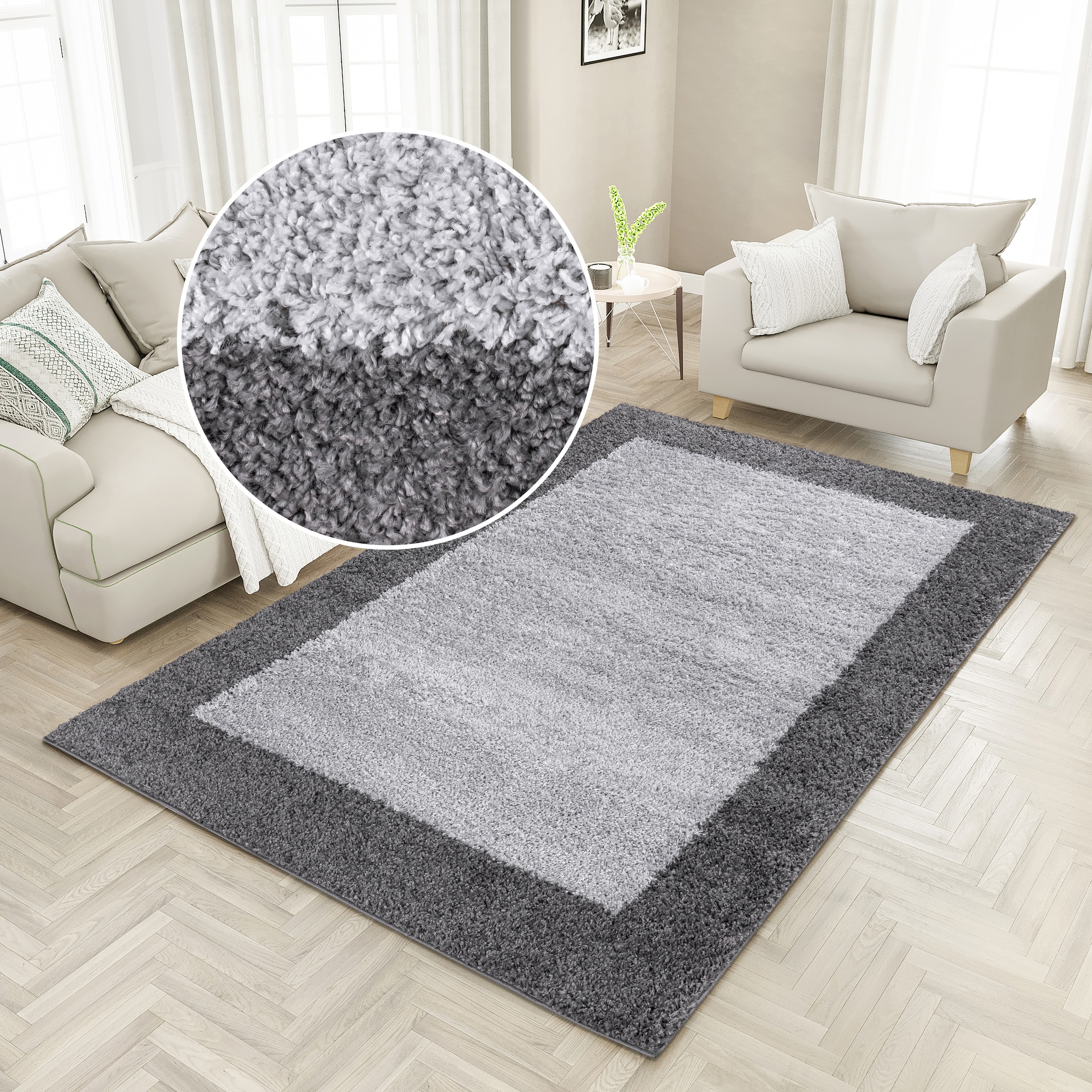 Image of GOODproduct Hochflor-Teppich "Liams" rechteckig 30 mm Höhe mit Bordüre, besonders weich und kuschelig, Wohnzimmer, Schlafzimmer