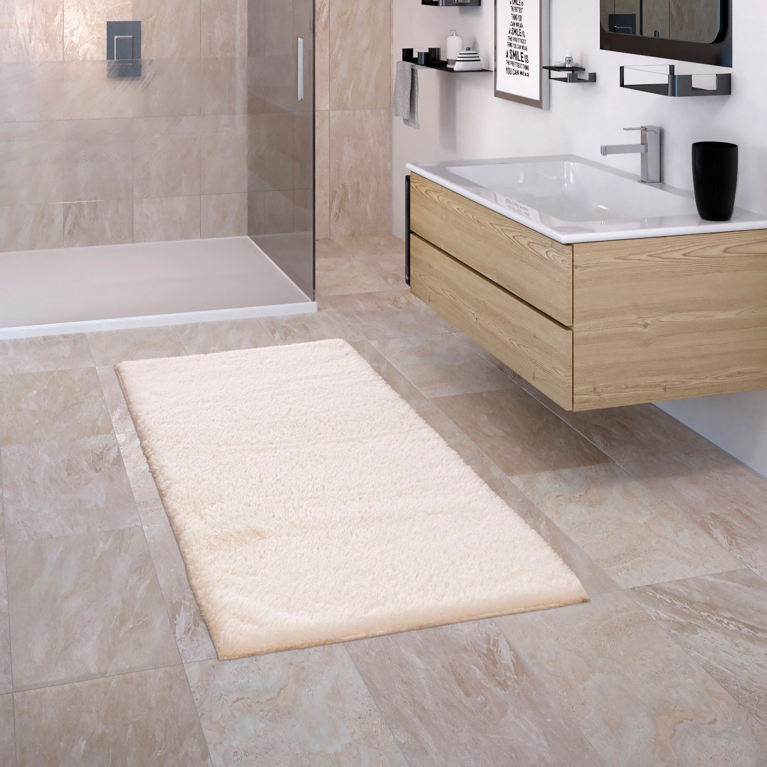 Image of Paco Home Badematte "Comfy 340" Höhe 25 mm rutschhemmend beschichtet fussbodenheizungsgeeignet Badteppich, Soft-Touch-Oberfläche, besonders weich & flauschig