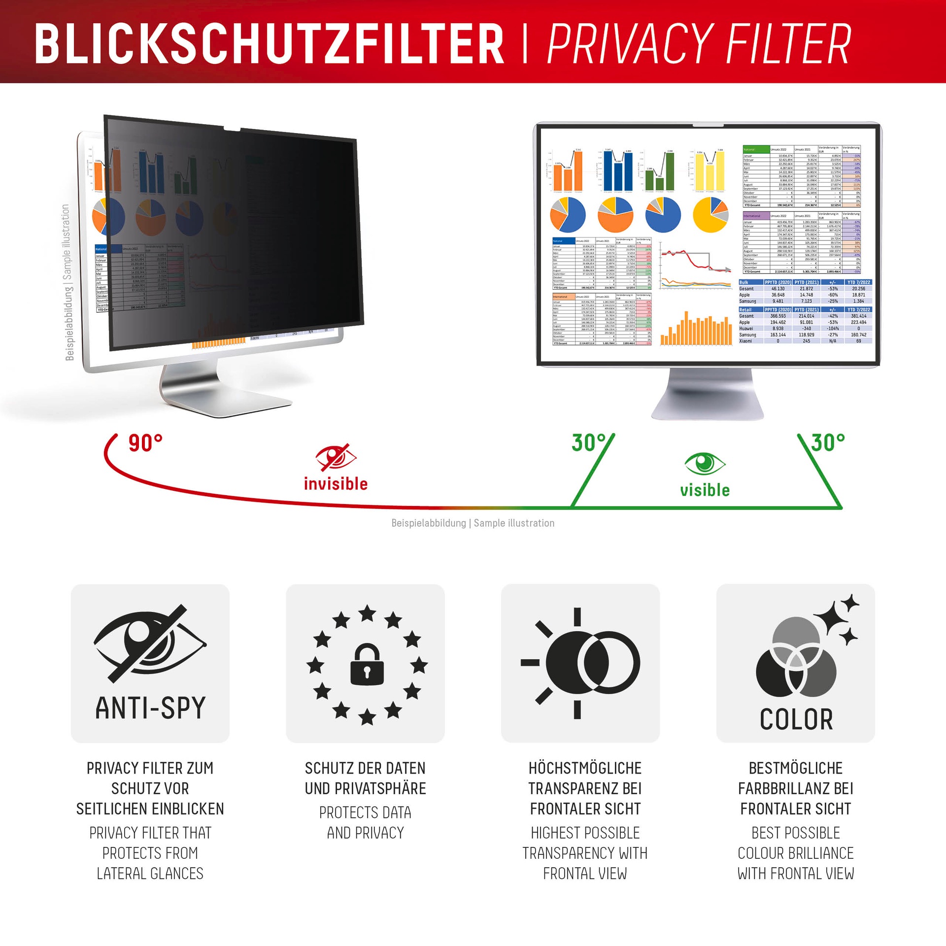 Displex Displayschutzfolie »Privacy Safe Blickschutzfilter« für Apple Studio Display 27 Blickschutzfolie, Schutzfolie, Bildschirmschutz, kratz- & stossfest
