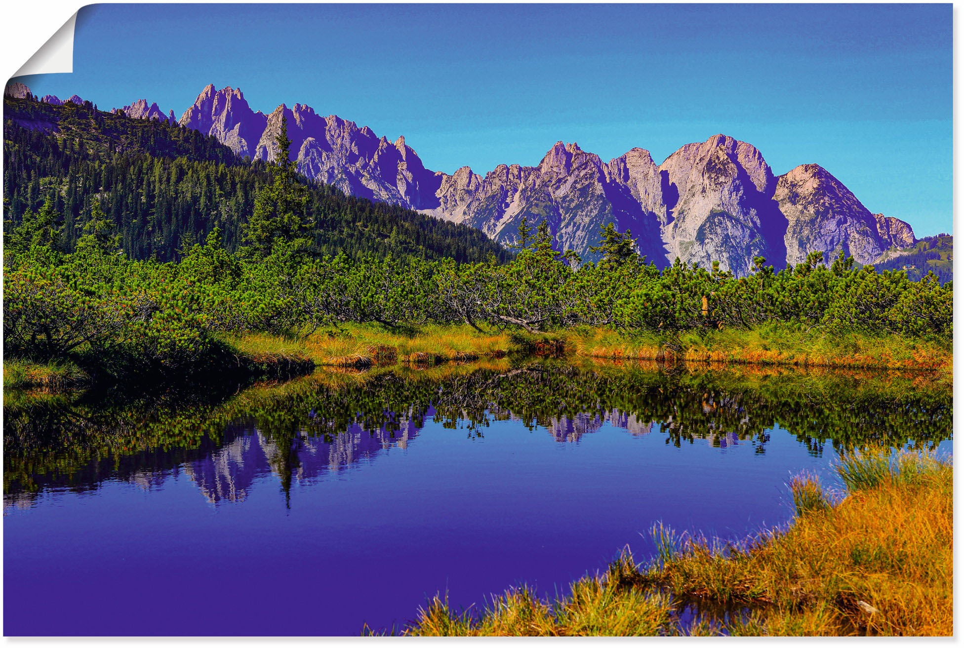 Image of Artland Wandbild »Gosaukamm spiegelt sich im See«, Seebilder, (1 St.), in vielen Grössen & Produktarten - Alubild / Outdoorbild für den Aussenbereich, Leinwandbild, Poster, Wandaufkleber / Wandtattoo auch für Badezimmer geeignet bei Ackermann Versand Schw