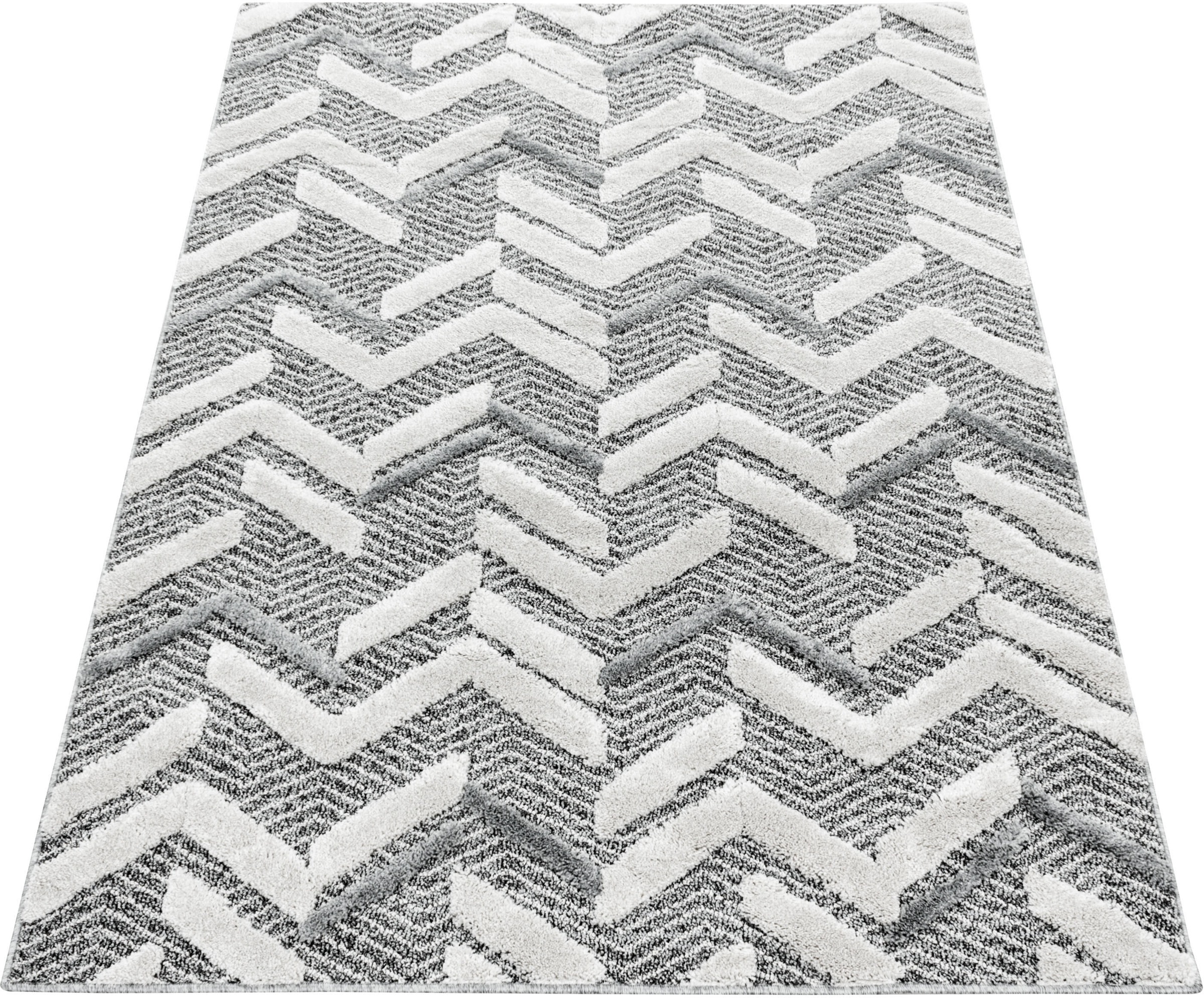 Ayyildiz Teppiche Teppich »PISA 4705«, rechteckig, 20 mm Höhe, Läufer, rund, Hoch Tief Struktur, Wohnzimmer,Schlafzimmer
