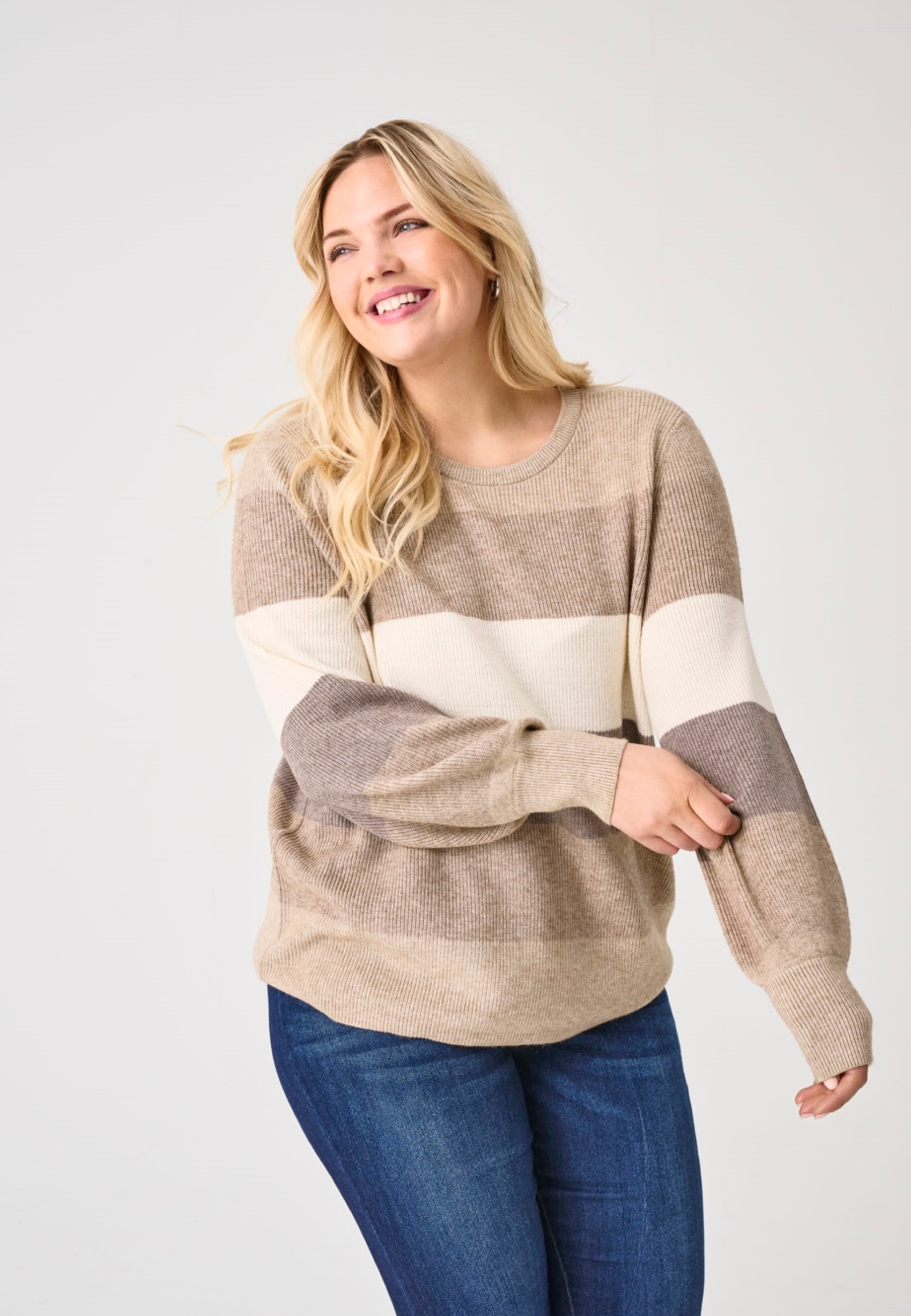 Image of ONLY CARMAKOMA Strickpullover "CARNEW DARIA L/S STRIPE PULLOVER KNT"