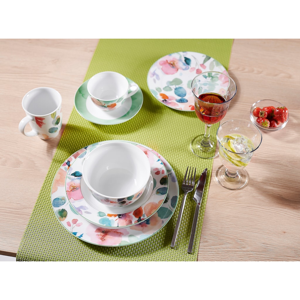 Ritzenhoff & Breker Kaffeeservice »Geschirr-Set, Service Celine«, (Set, 18 tlg.), im Aquarell-Stil, 18 Teile, für 6 Personen