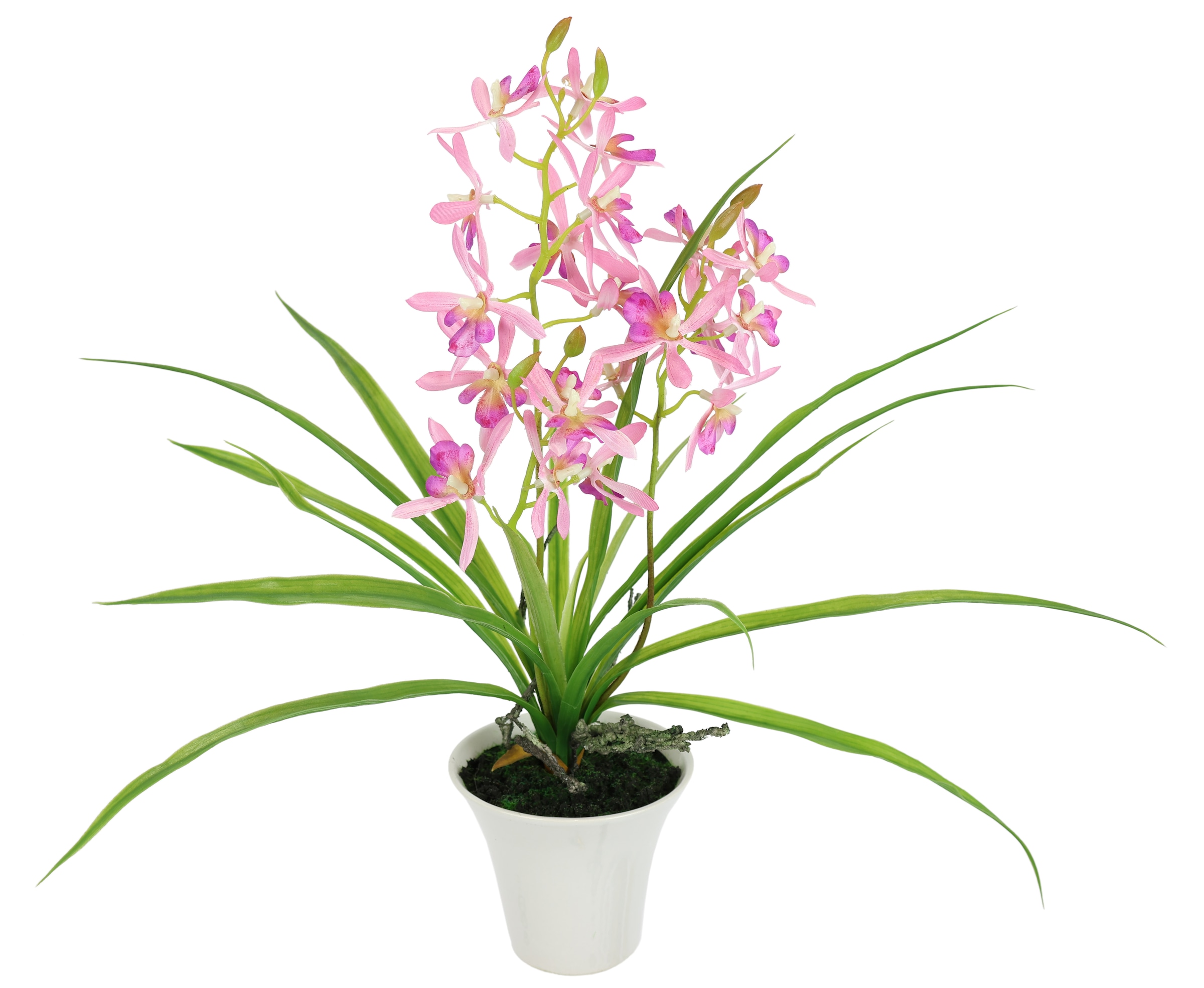 I.GE.A. Kunstorchidee »Künstliche Orchidee mit Topf« Dekoblume Kunstblume 40cm mit Blätter und Luftwurzeln im Topf Blume