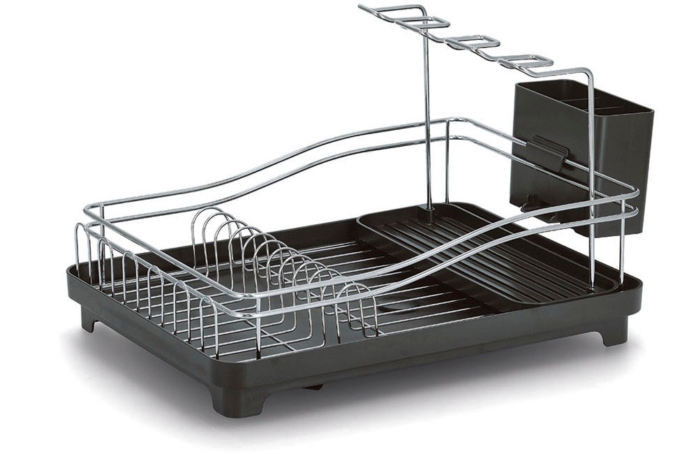 Zeller Present Geschirrständer Metall verchromt / Kunststoff, abnehmbarer Besteckkasten