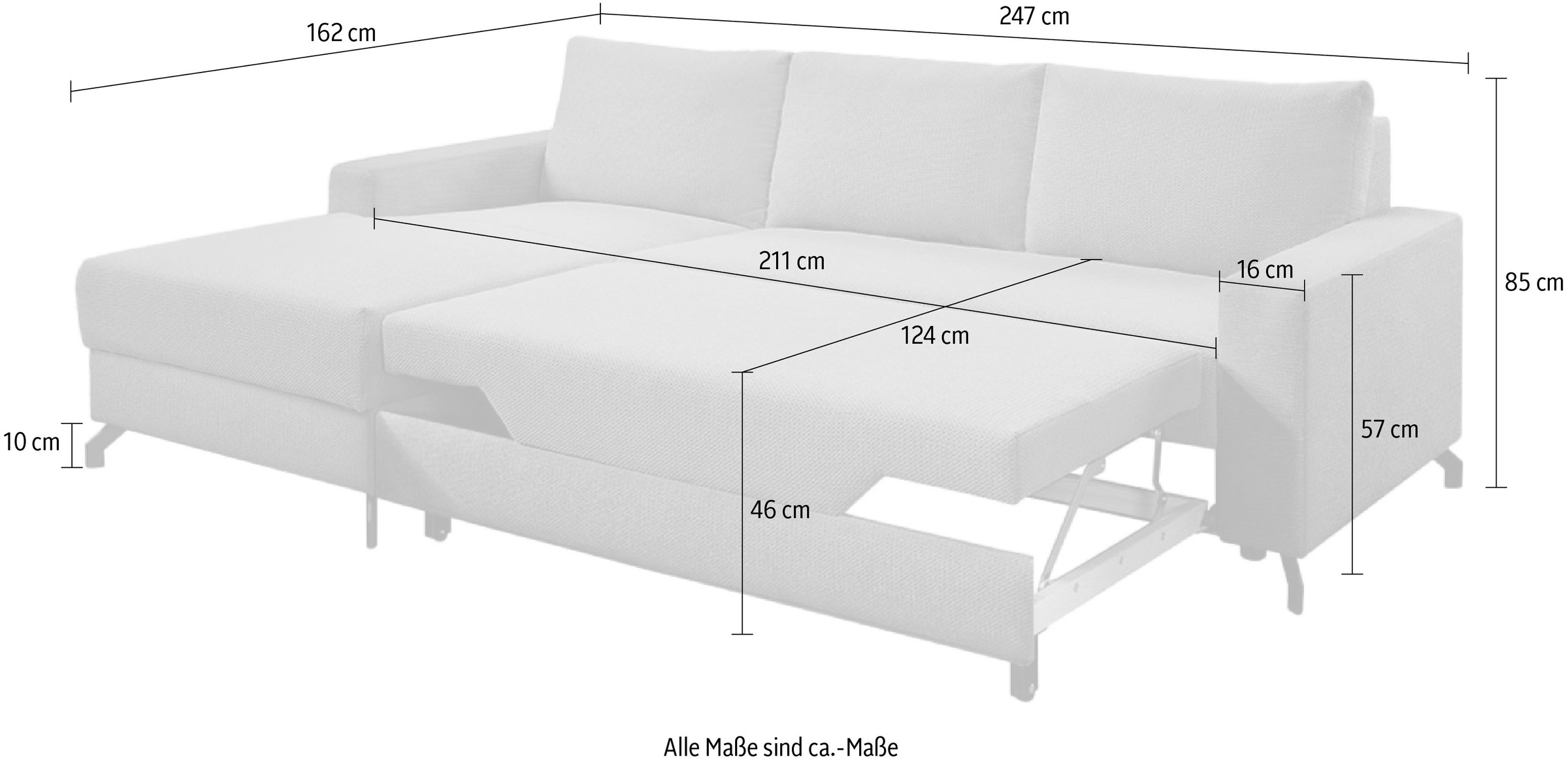 exxpo - sofa fashion Ecksofa »Quattro L-Form, B/T: 247/162 cm«, wahlweise mit Bettfunktion, Bettkasten