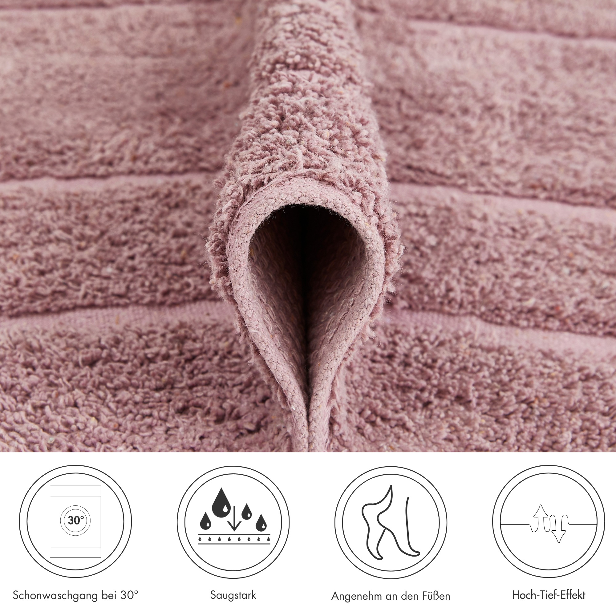 Andiamo Tapis de bain »Havanna, 50x80 cm« Höhe 7,5 mm Badteppich, Uni Farben, Hoch-Tief Effekt, verschiedene Designs