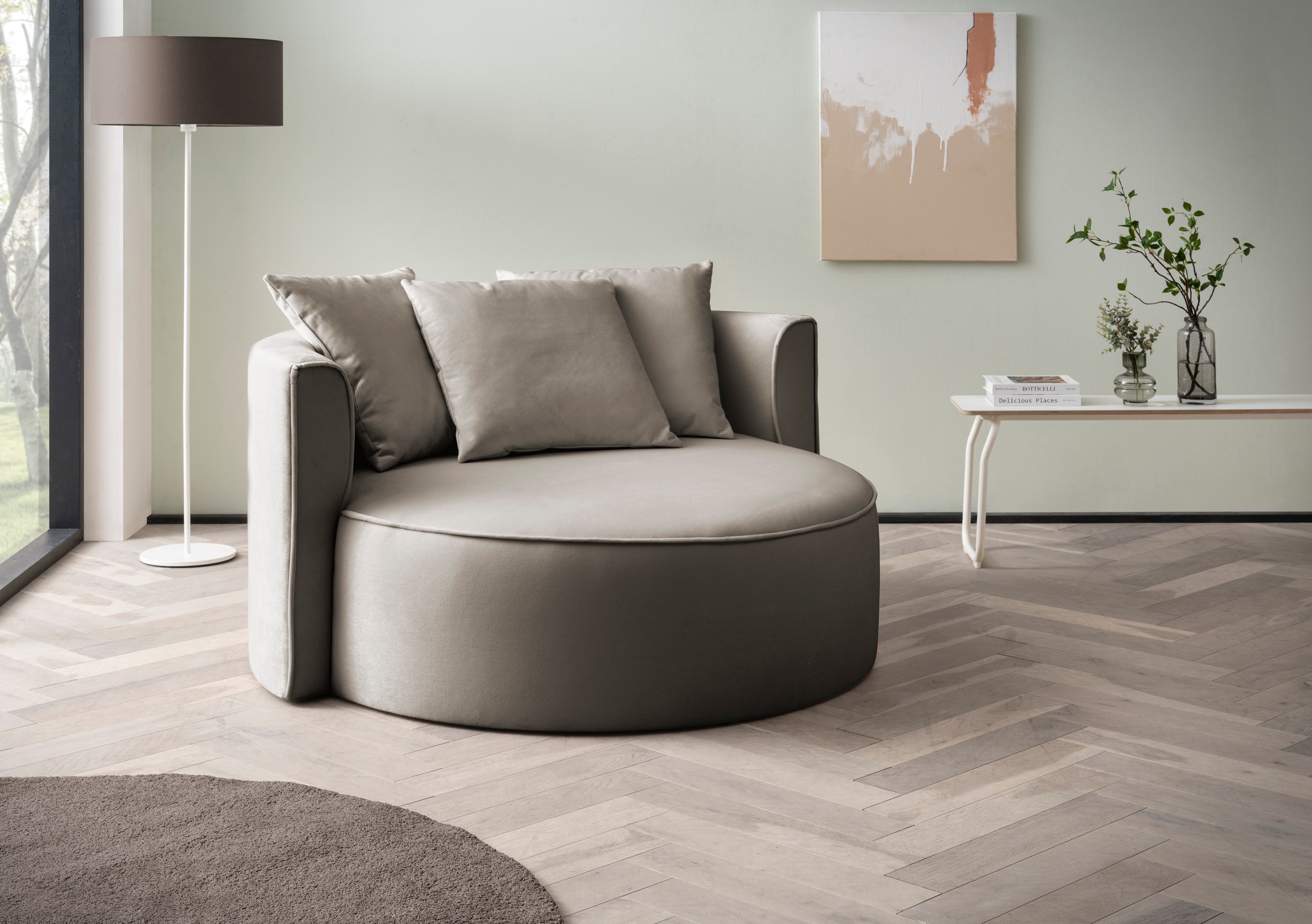 LeGer Home by Lena Gercke XXL-Sessel »Isalie, Lesesessel, Loveseat, inklusive Zierkissen«, extra grosse Sitzfläche, optional mit Hocker, Cord, Samt, Bouclé