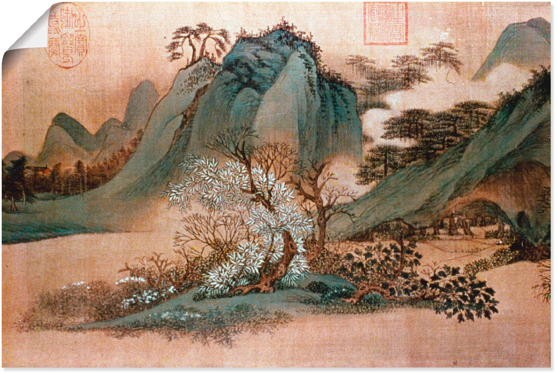 Wandbild »Weisse Wolken und grüne Berge«, Asien, (1 St.), als Leinwandbild, Poster in...