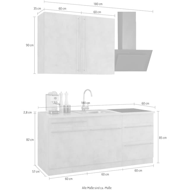♕ wiho Küchen Küche »Chicago«, wahlweise mit E-Geräten, Breite 180 cm  versandkostenfrei auf
