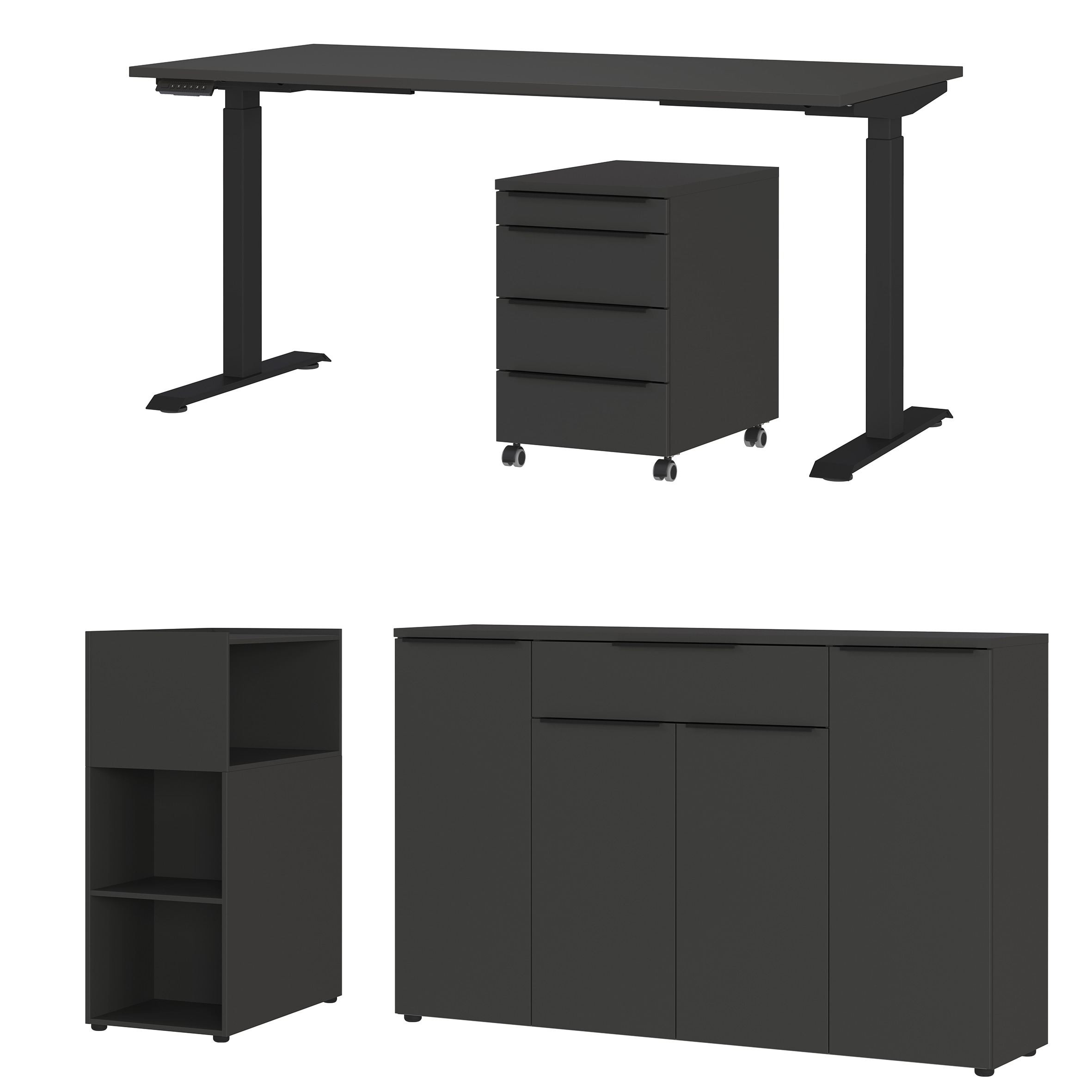 GERMANIA Büromöbel-Set »Mailand« 4 Stk. tlg. inkl. Schreibtisch, Rollcontainer, Raumteiler und Sideboard