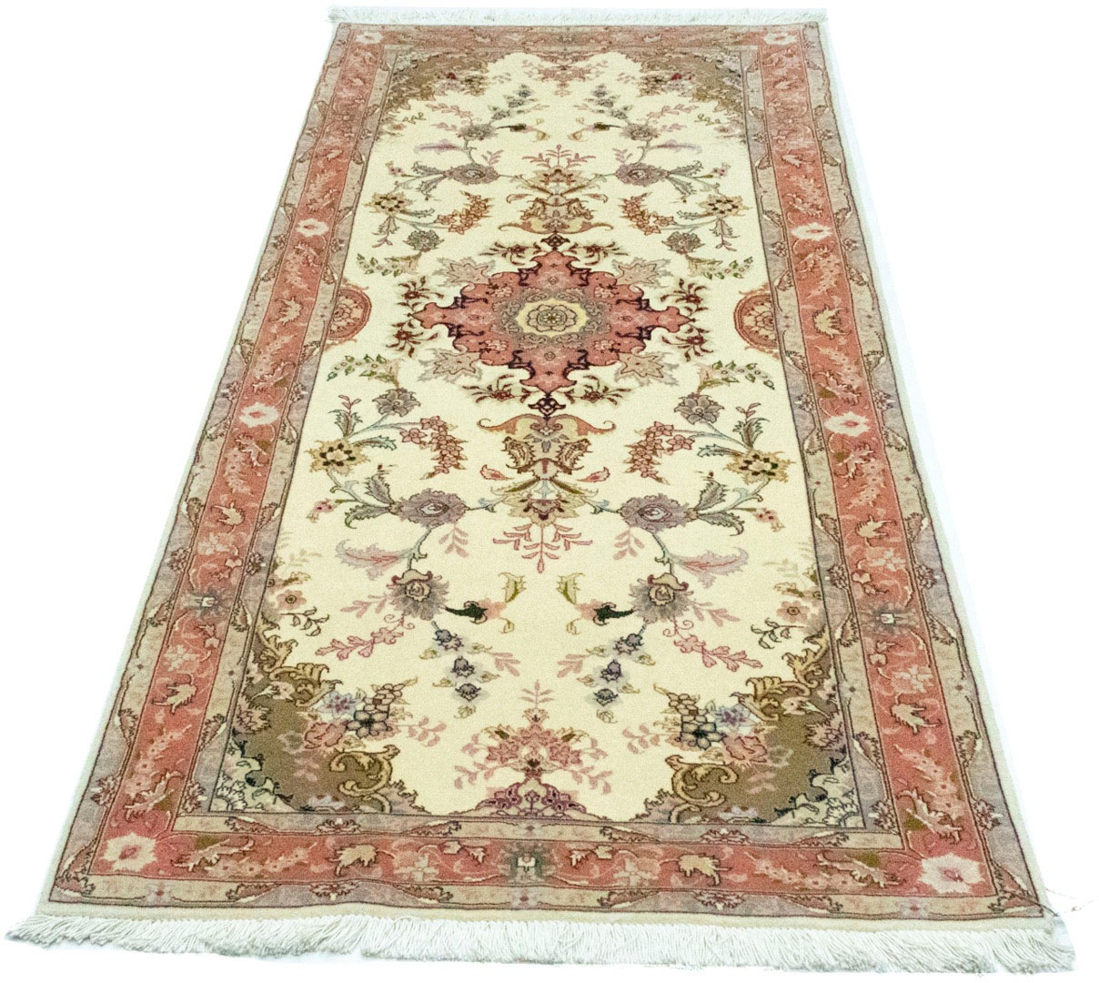 Image of morgenland Hochflor-Läufer »Täbriz 50 Raj Medaillon Beige 199 x 85 cm«, rechteckig, 1 mm Höhe, Unikat mit Zertifikat bei Ackermann Versand Schweiz