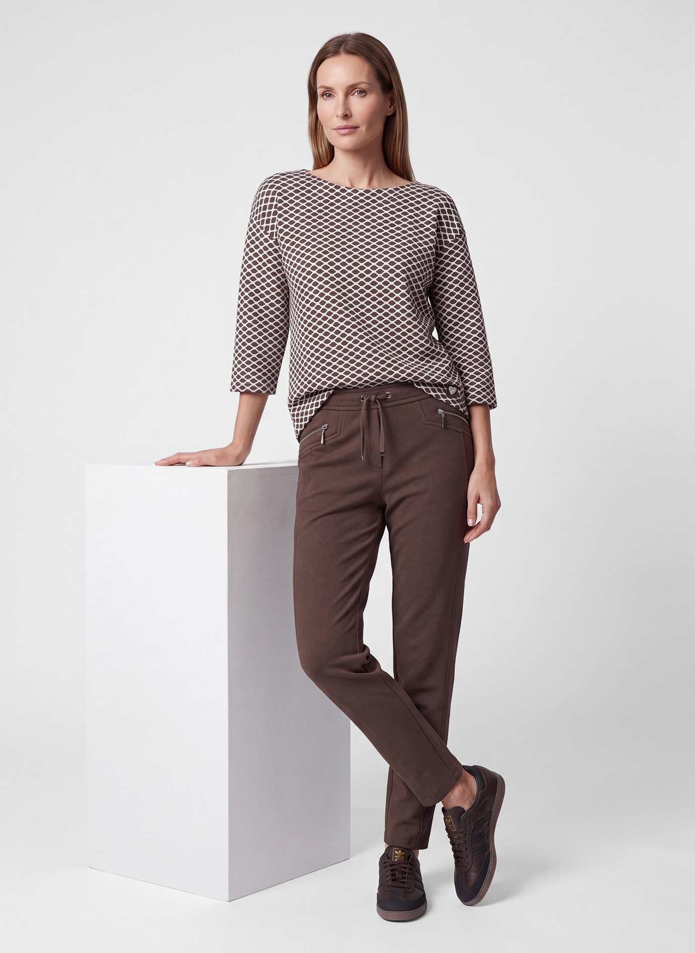 Rabe T-shirt à manches 3/4 avec motif intégral et viscose/stretch