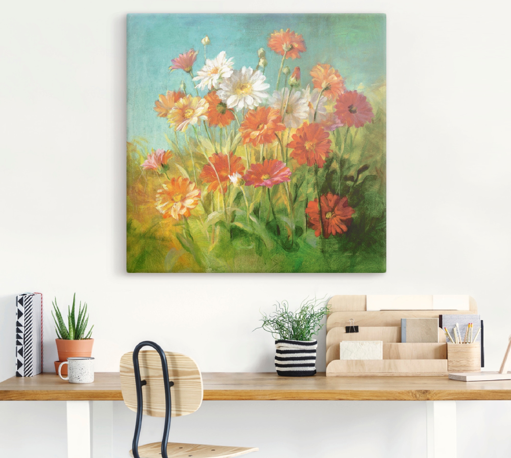 Artland Leinwandbild »Gemalte Gänseblümchen«, Blumen, (1 St.), auf Keilrahmen gespannt