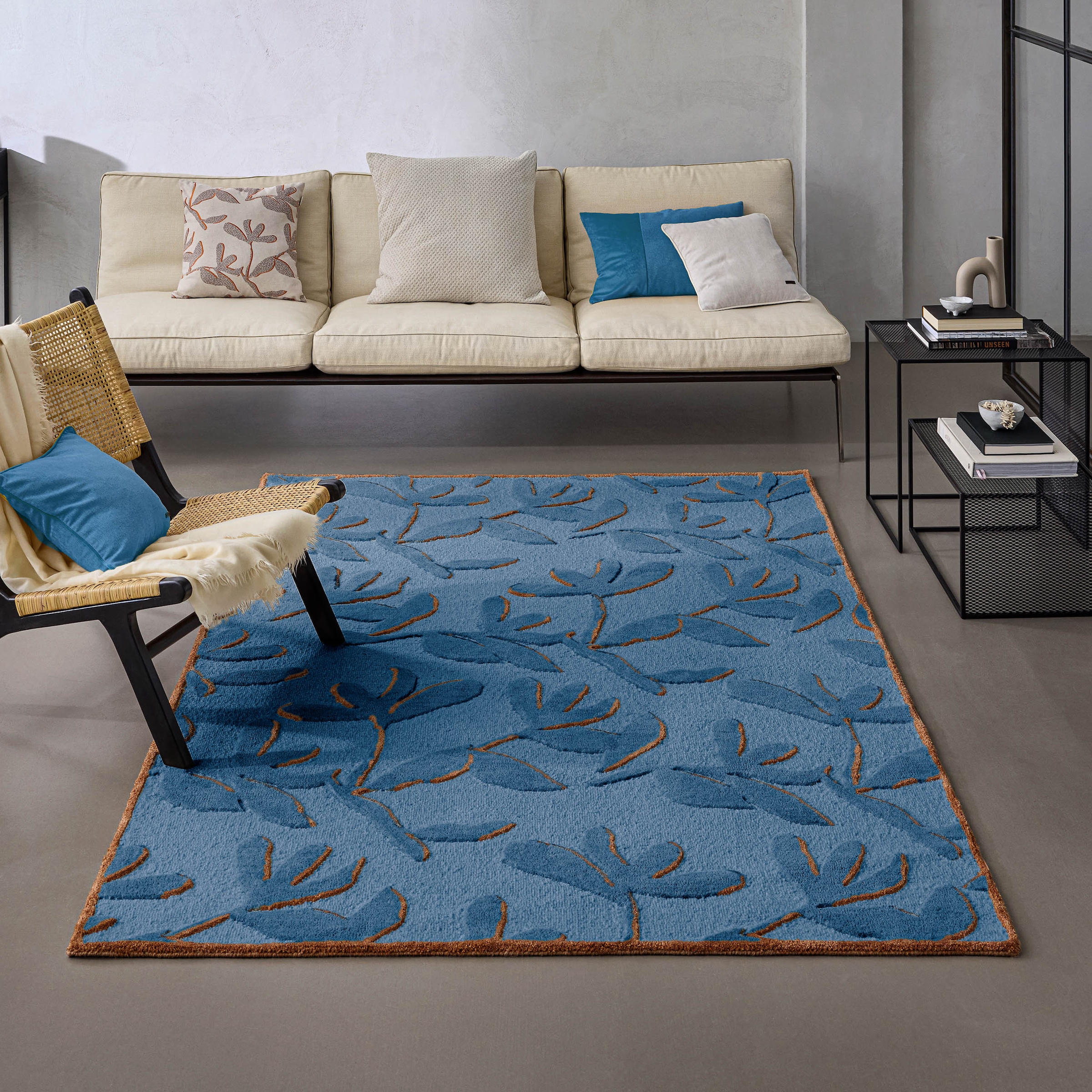 Image of Wecon home Teppich "Summers Peak" rechteckig 16 mm Höhe Kurzflorteppich, Naturfaser, floral, Hoch-Tief-Effekt, handgetuftet