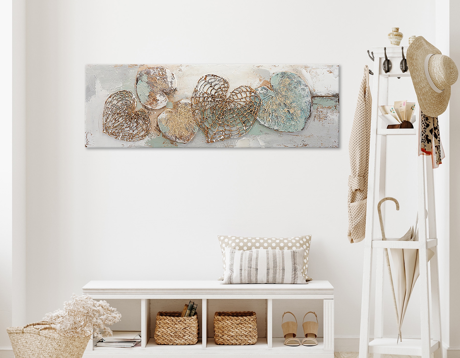 Bönninghoff Ölgemälde »handarbeit HERZEN 40x120 cm – Wandbild Kunst Deko modern« Abstrakt | Blätter | Blätterbilder | Formen | Kunst | Symbole 1 Stk. tlg. handgefertigt, jedes Bild ein Unikat