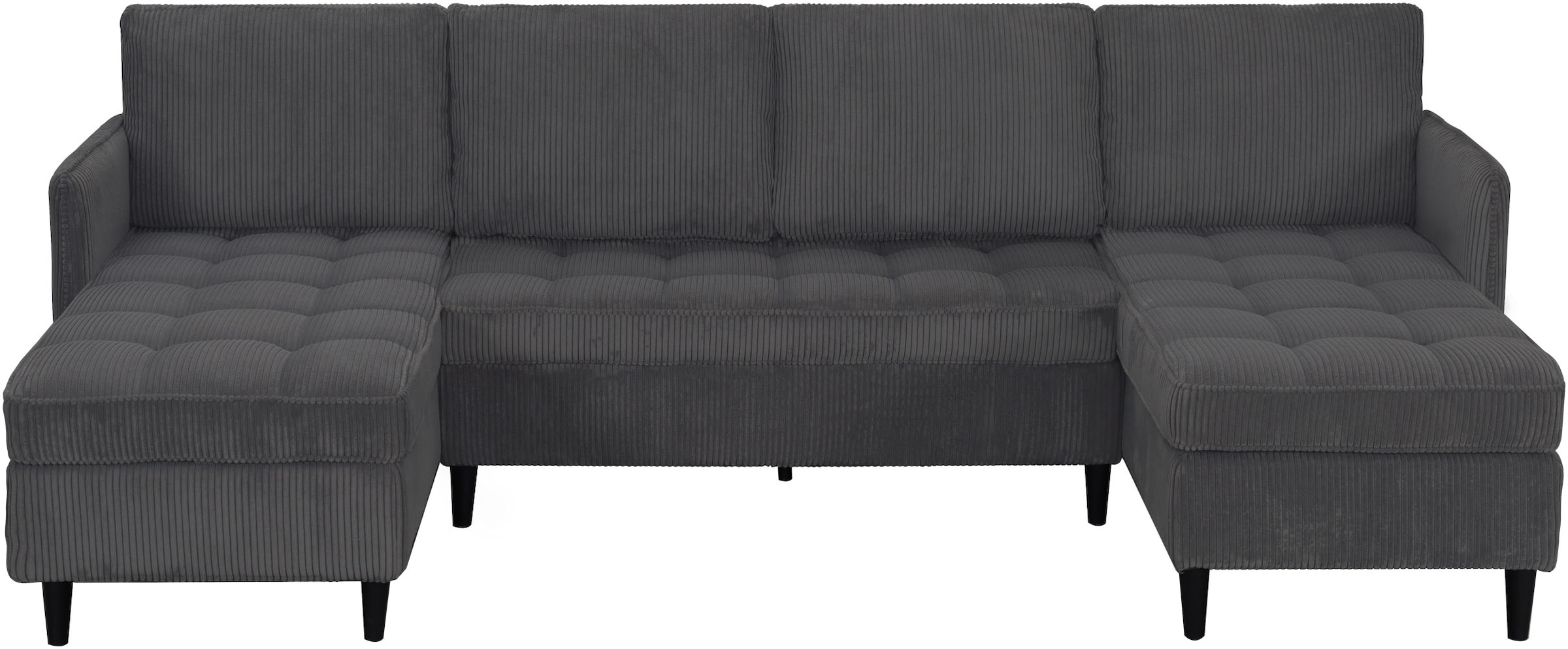 Dorel Home Paysage de salon »LINDHUS, U-Form, Breite 254 cm, verschiedene Stellvarianten, Modulsofa« Recamiere, Stauraum, Cord und Chenille-Bezug