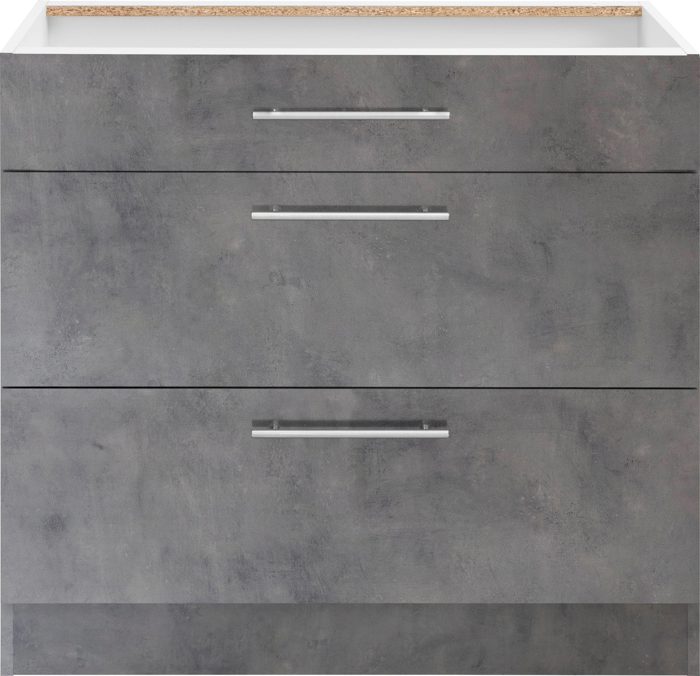 Image of wiho Küchen Unterschrank "Cali" 90 cm breit, mit 2 grossen Auszügen ohne Arbeitsplatte