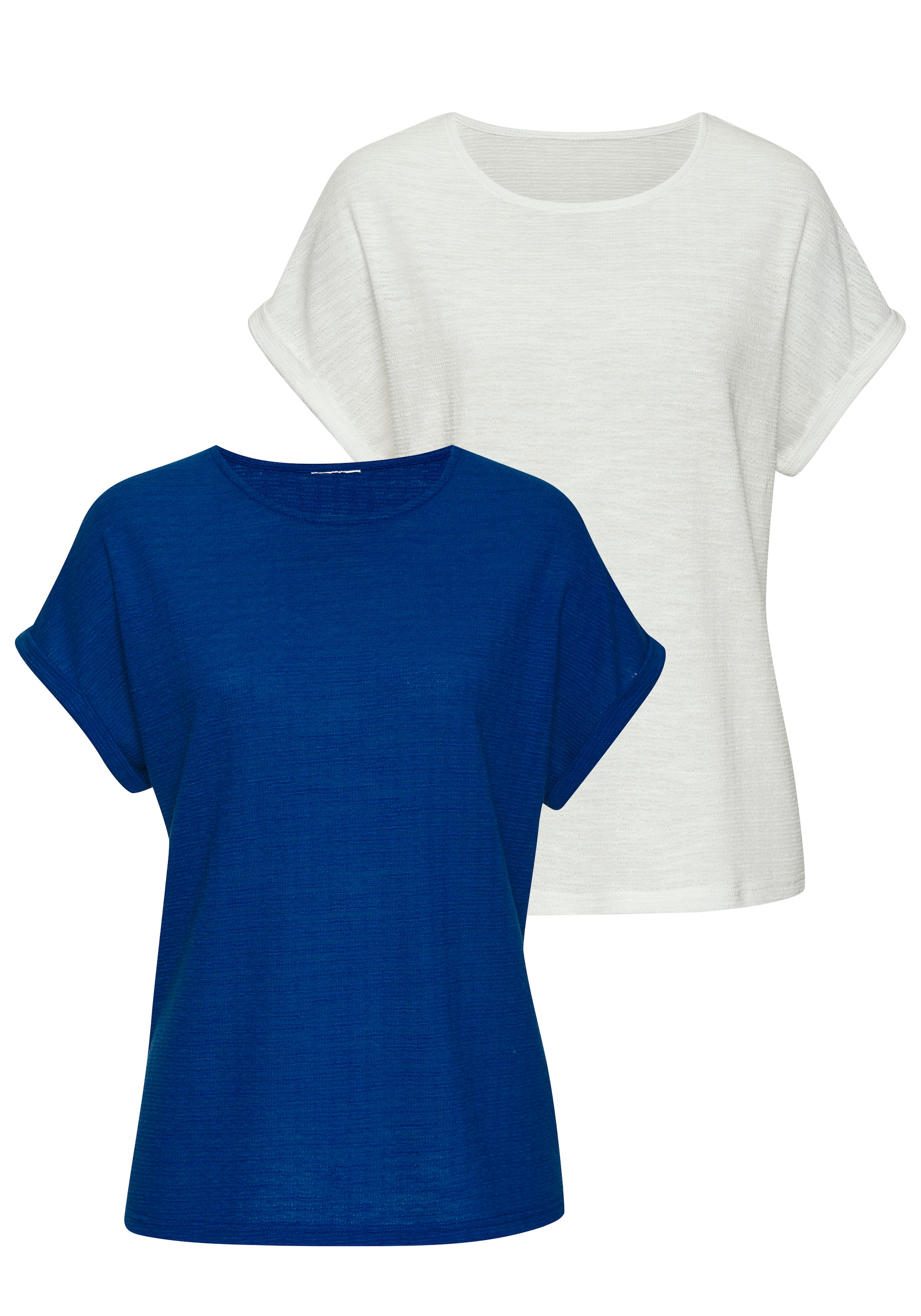 Vivance T-Shirt »mit modischer Struktur«, (2er-Pack), aus bügelfreier Qualität mit Baumwolle