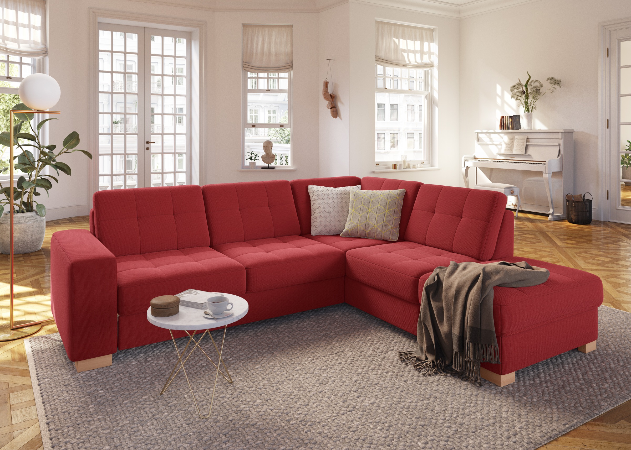 sit&more Ecksofa »Quincy L-Form«, wahlweise mit Bettfunktion und Bettkasten