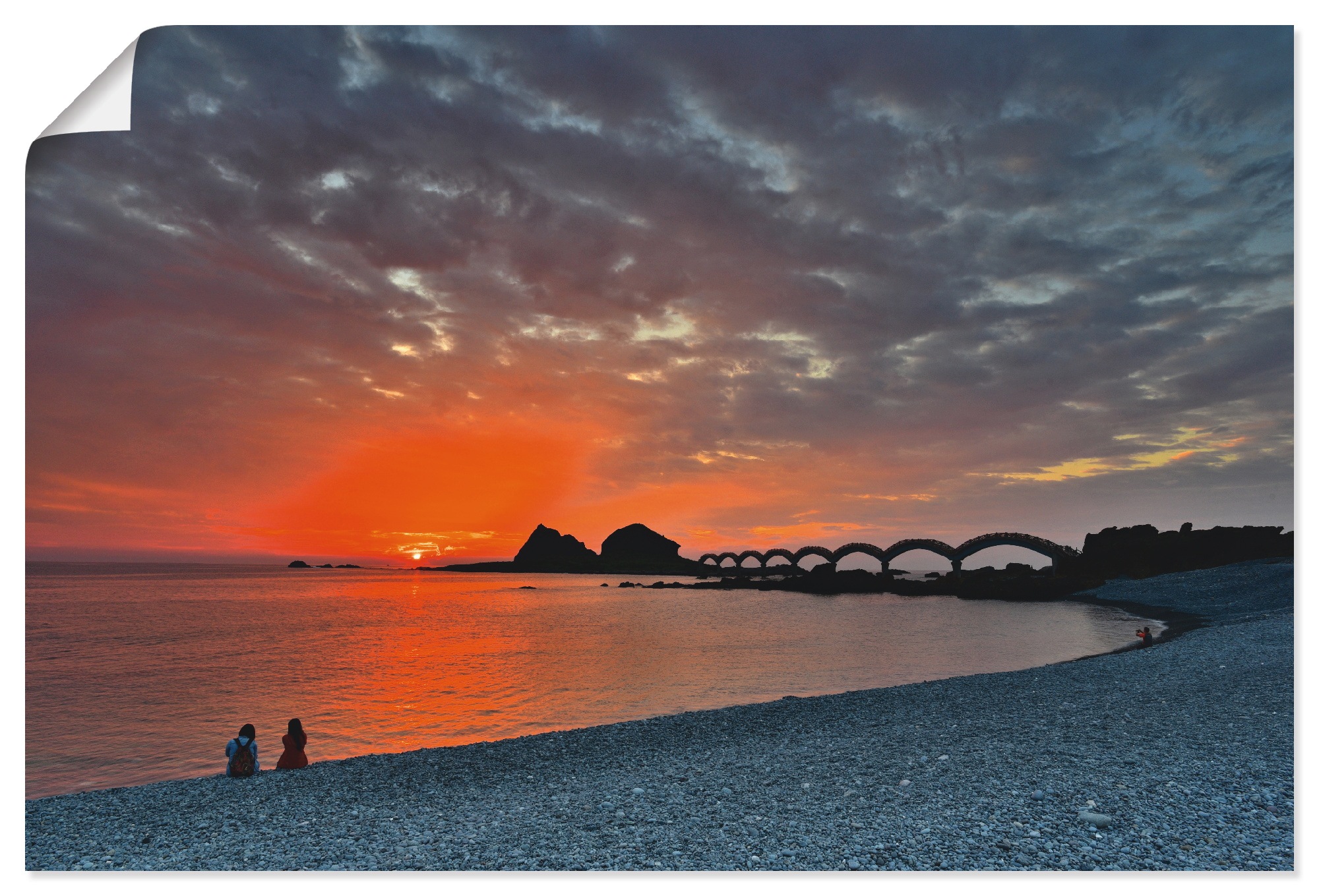 Image of Artland Wandbild »Abendstimmung an der alten Eisenbrücke«, Strand, (1 St.), in vielen Grössen & Produktarten - Alubild / Outdoorbild für den Aussenbereich, Leinwandbild, Poster, Wandaufkleber / Wandtattoo auch für Badezimmer geeignet bei Ackermann Versand