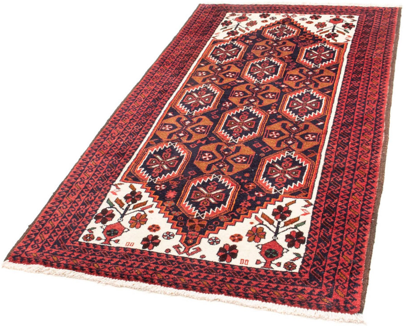 Image of morgenland Hochflor-Läufer »Belutsch Durchgemustert Rosso 202 x 100 cm«, rechteckig, 0,8 mm Höhe, Handgeknüpft bei Ackermann Versand Schweiz