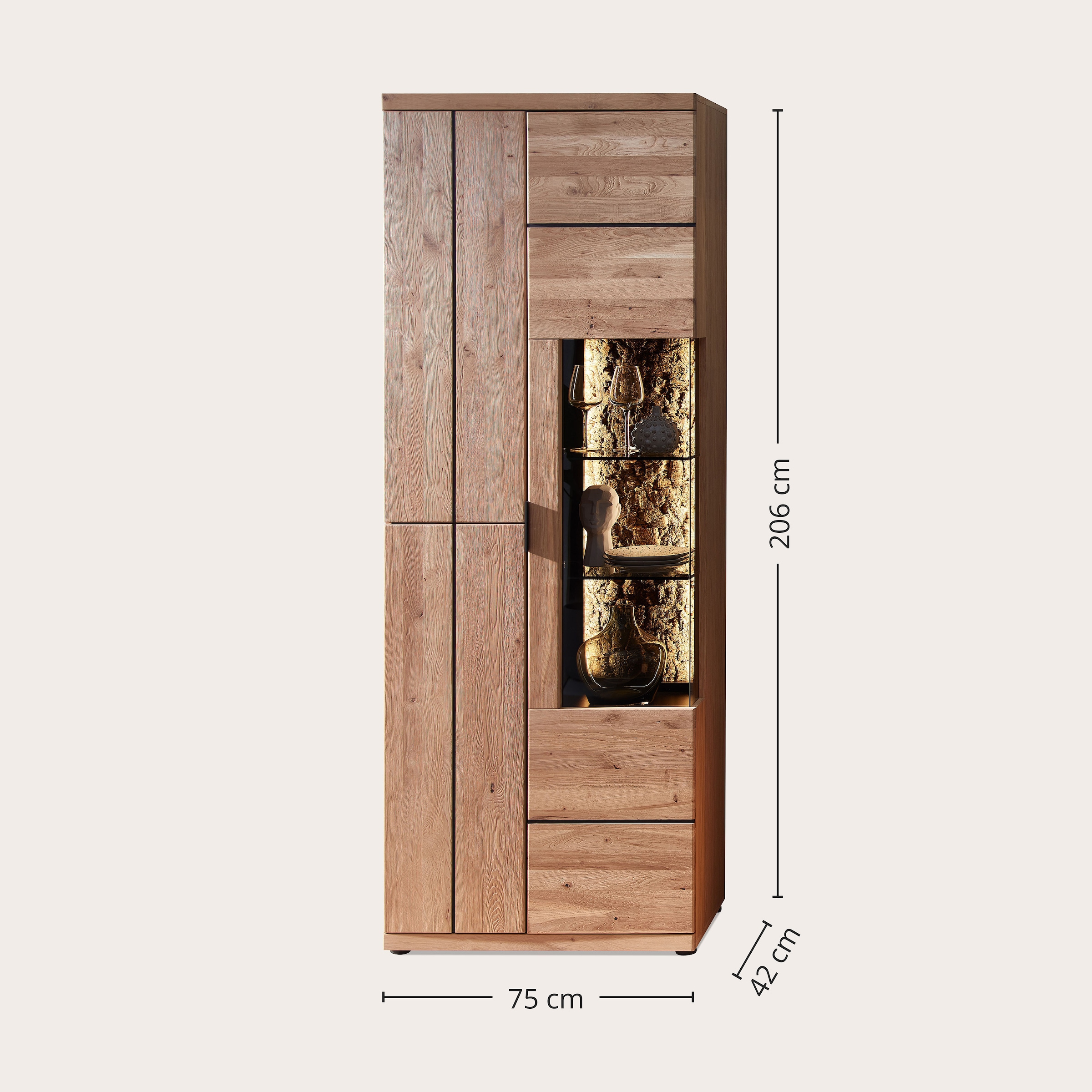 Wohnconcept Wohnwand »Donna Wohnwand, 310x207x50 (BxHxT) Echtkork Absetzung« 3 Stk. tlg.