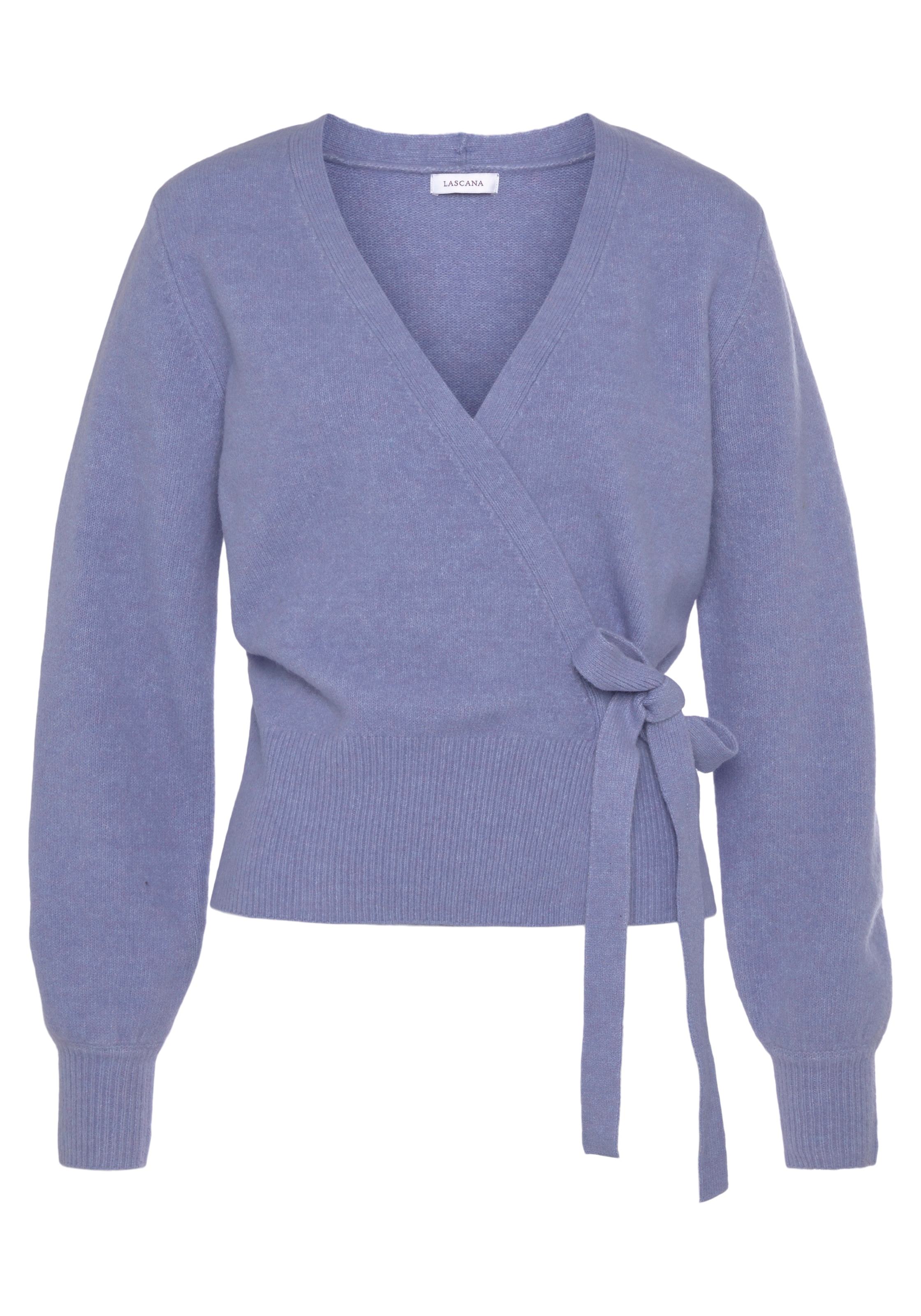 LASCANA Wickelstrickjacke »-Strickjacke mit Bindeband«, und breitem Rippbündchen, Loungewear