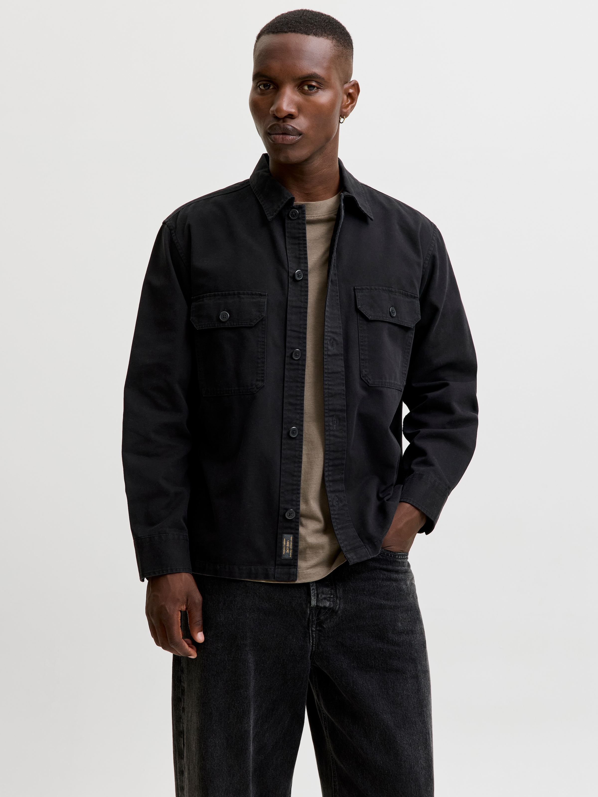 Jack & Jones Langarmhemd »JJECOLTON CANVAS OVERSHIRT LS SN« Baumwolle, Overshirt in lockerer Passform